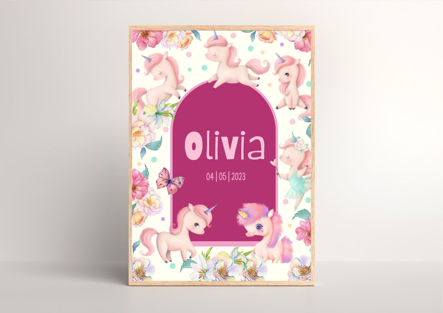 Magical Unicorns Baby Name Nursery Poster