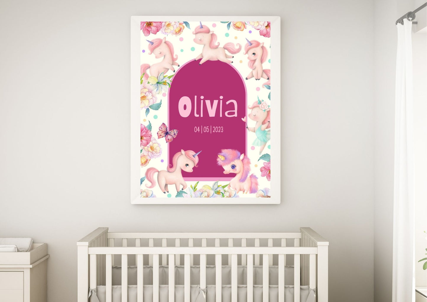 Magical Unicorns Baby Name Nursery Poster