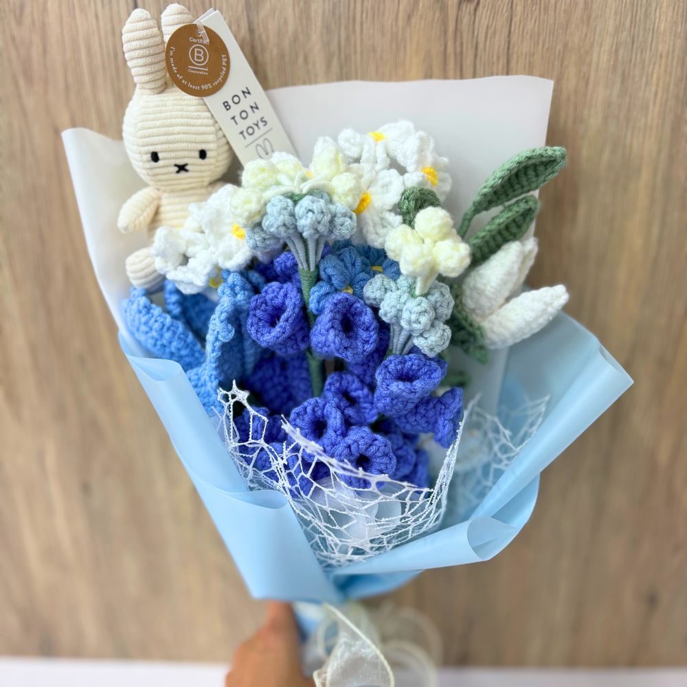 Miffy Blue Blossom Crochet Flower Bouquet