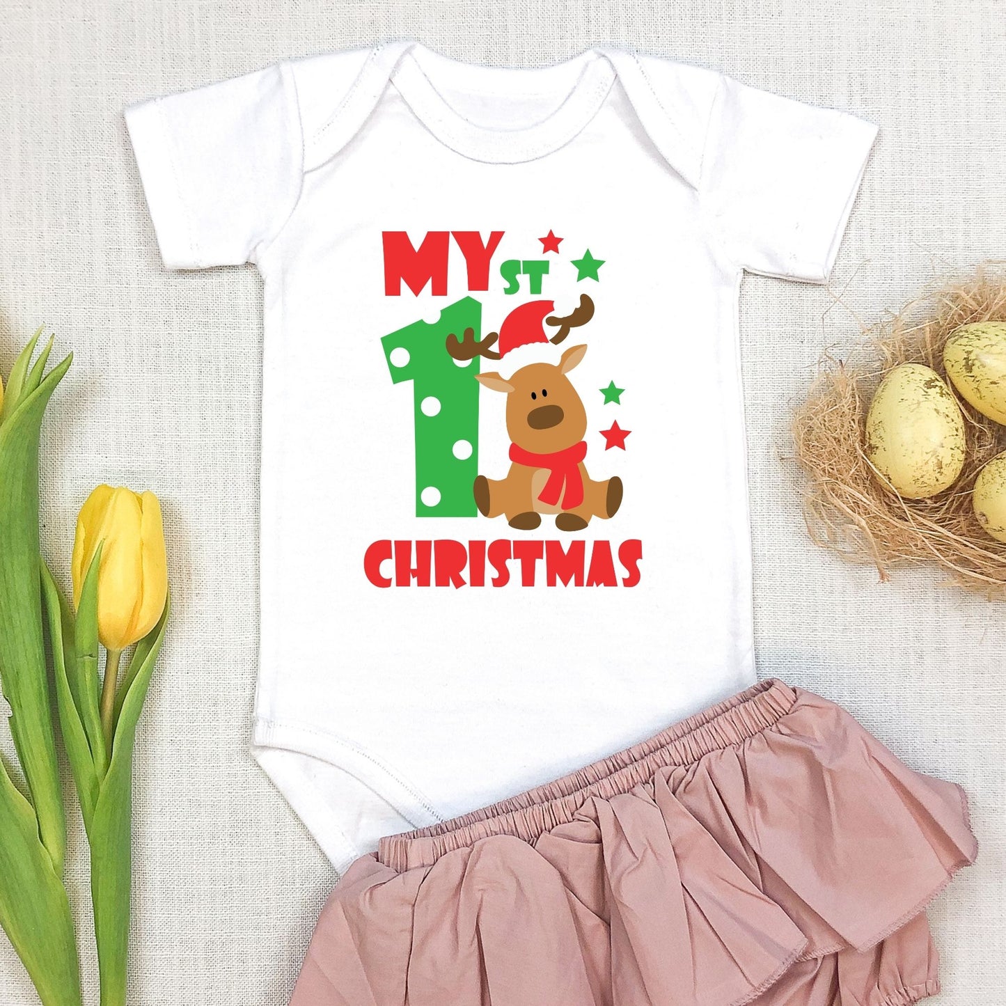 My 1st Christmas Reindeer Baby Onesie