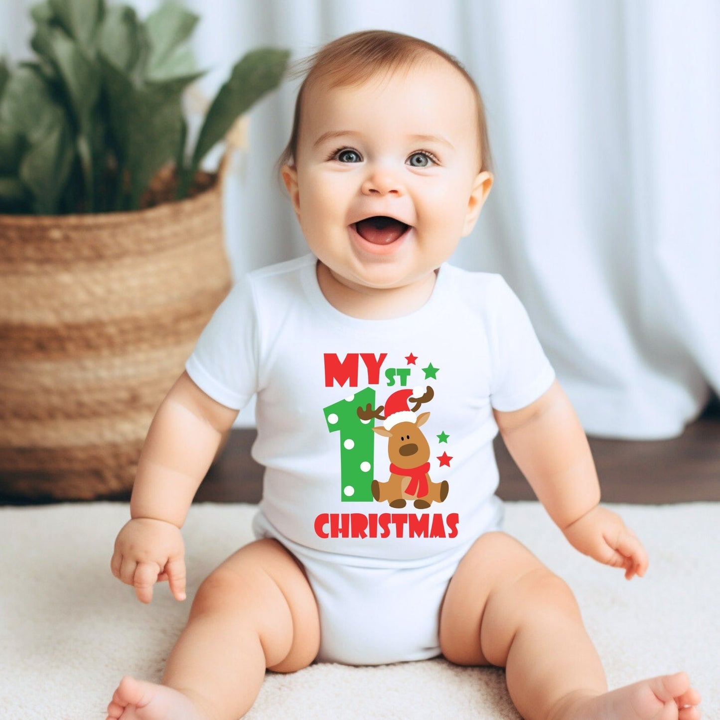 My 1st Christmas Reindeer Baby Onesie