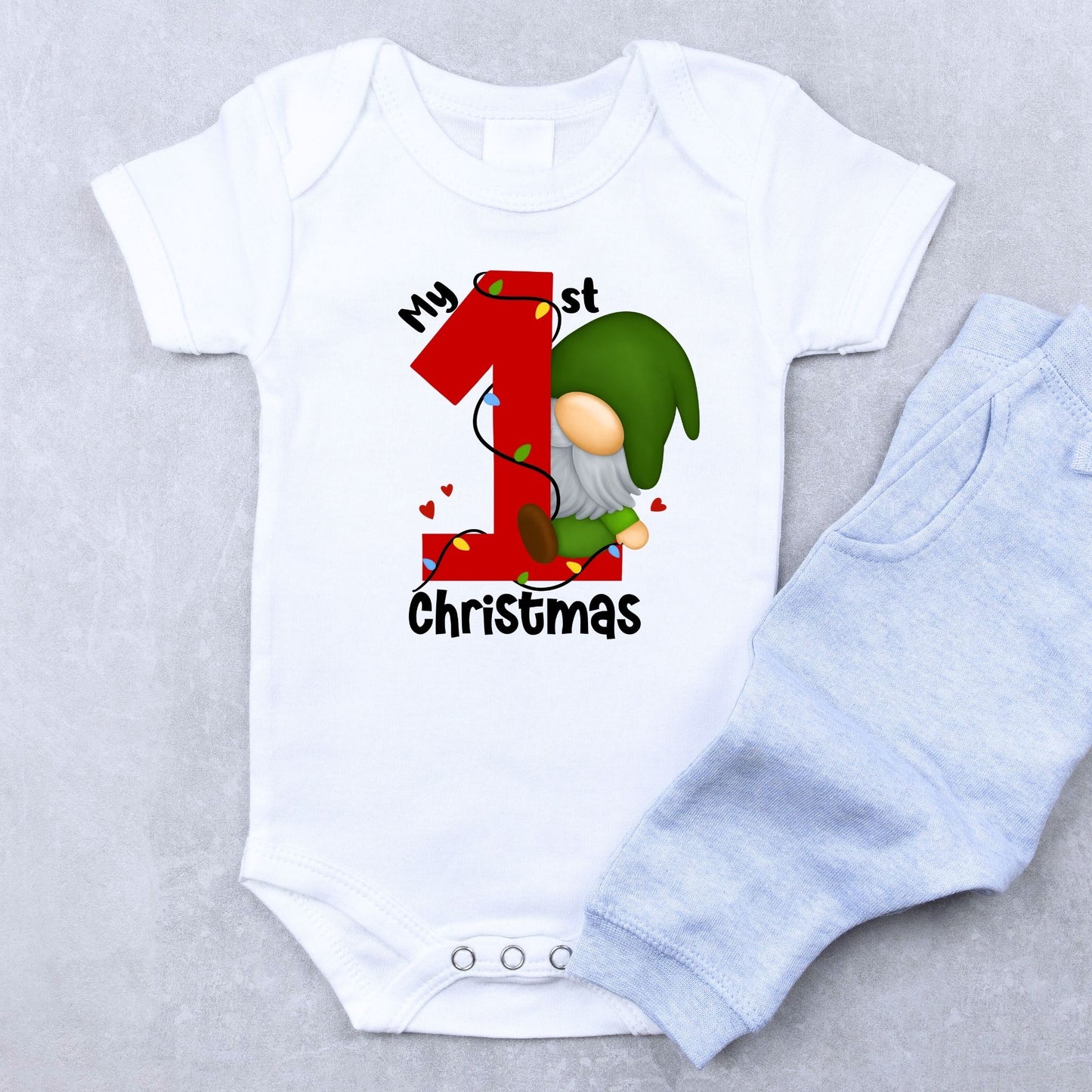 My 1st Christmas Gnome Baby Onesie