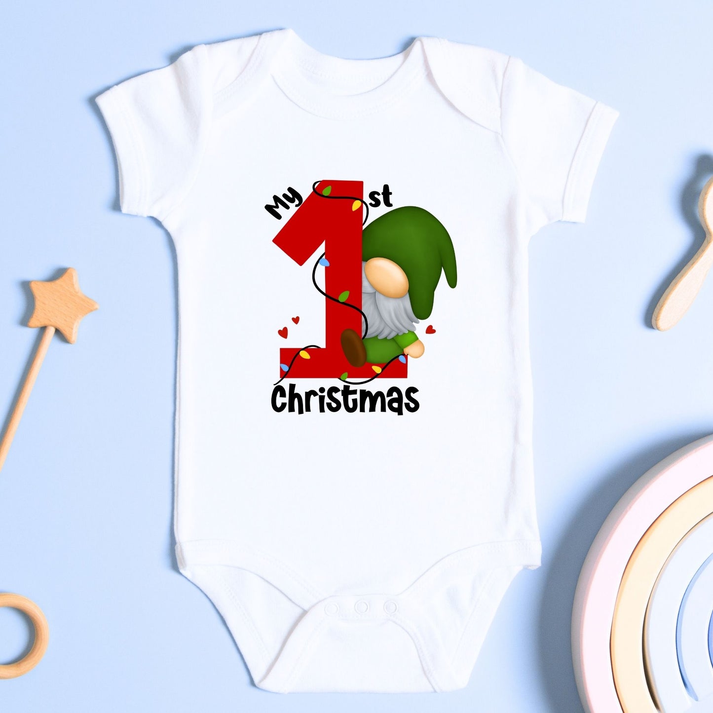 My 1st Christmas Gnome Baby Onesie