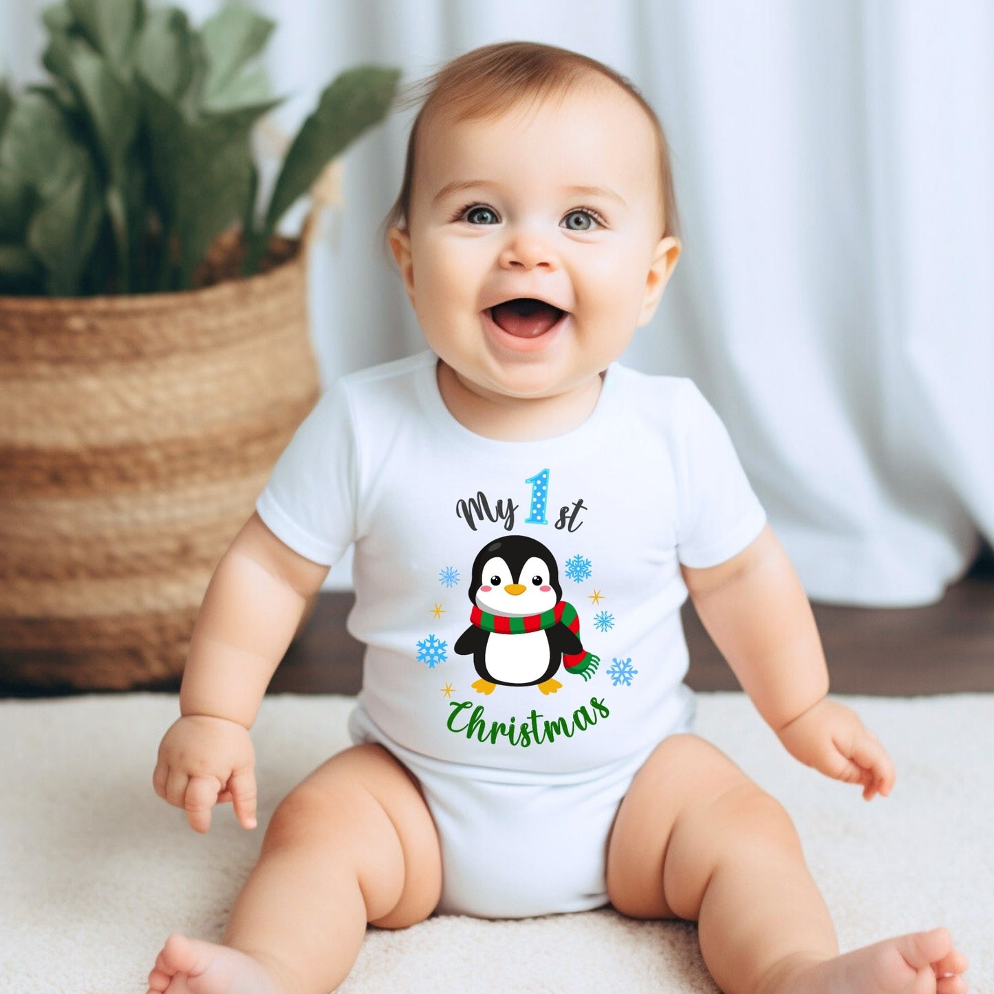 My 1st Christmas Penguin Baby Onesie