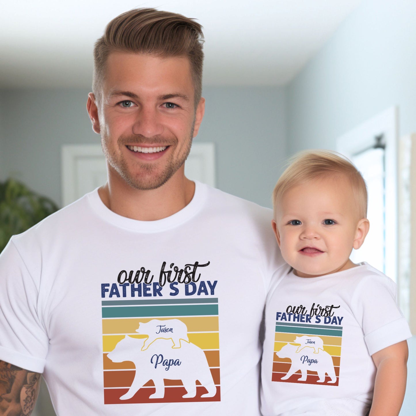 Our First Father's Day - Personalized Daddy and Baby Matching Outfits