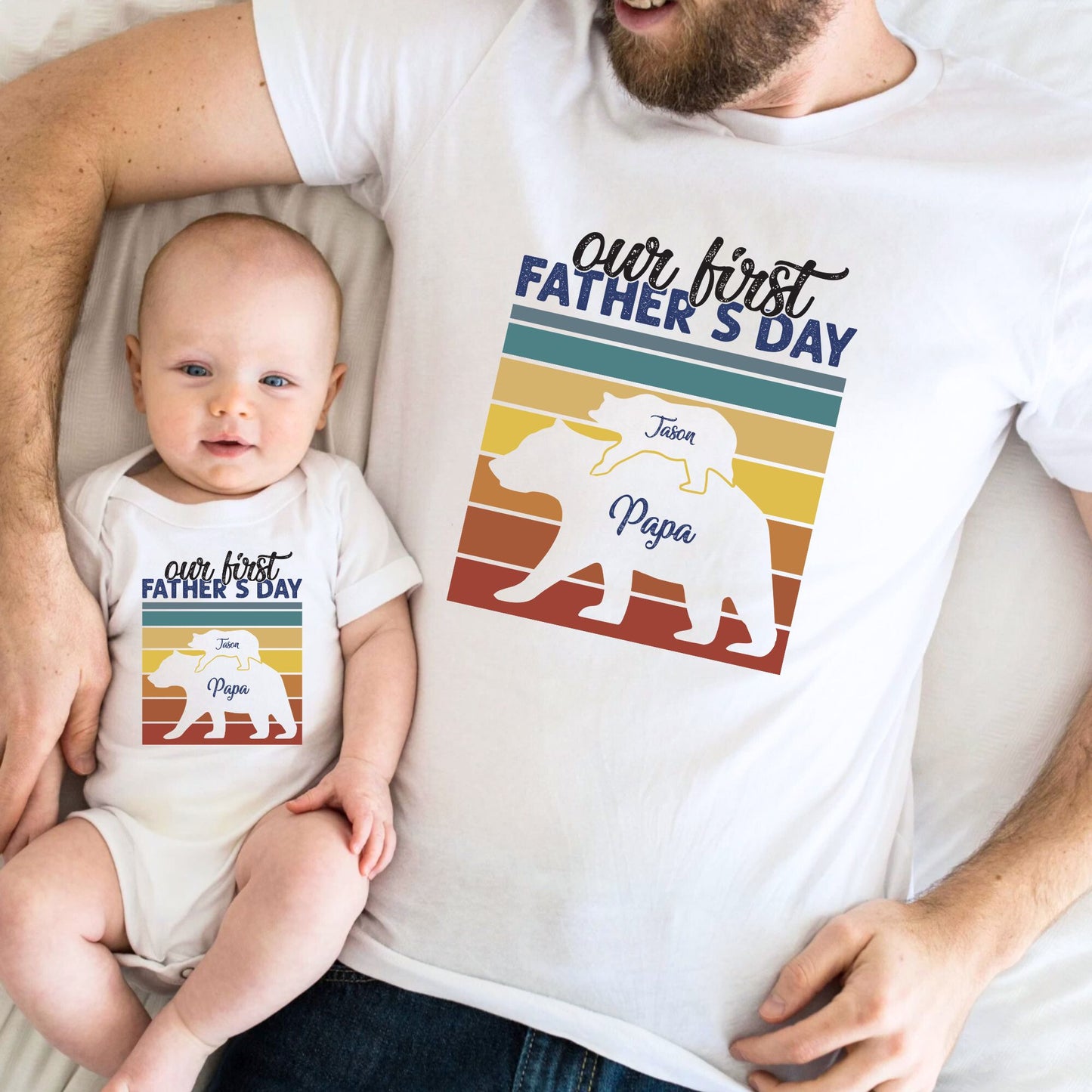 Our First Father's Day - Personalized Daddy and Baby Matching Outfits