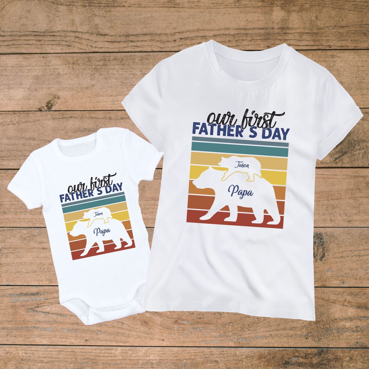 Our First Father's Day - Personalized Daddy and Baby Matching Outfits