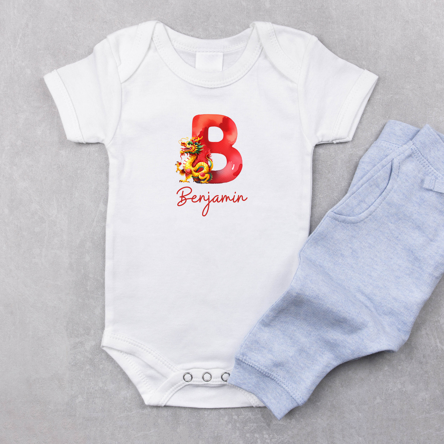 Personalized Baby Name Chinese Dragon Onesie