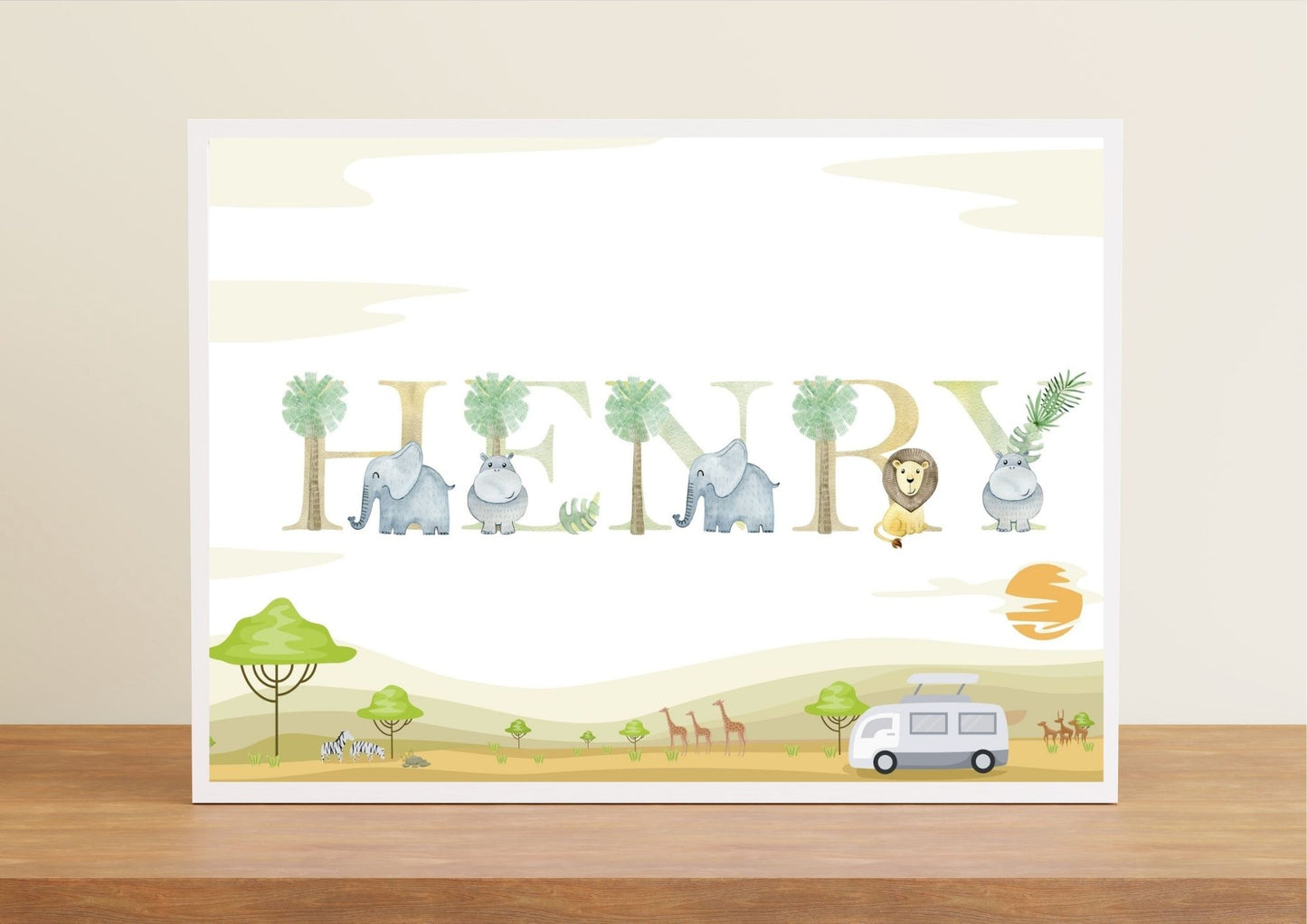 Personalized Name Safari Nursery Poster