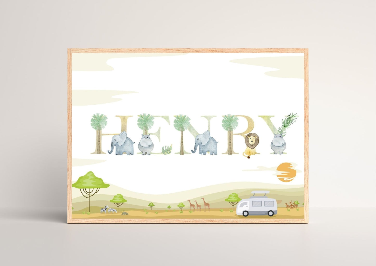 Personalized Name Safari Nursery Poster