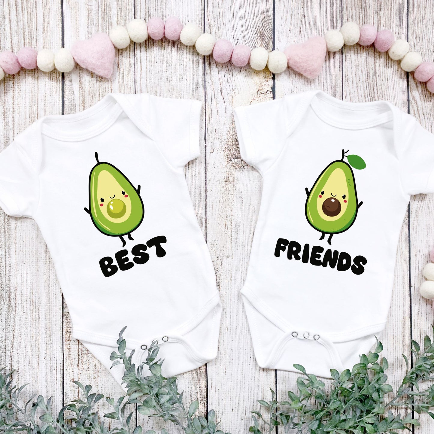 Personalized Avocado Best Friends Twin Onesies
