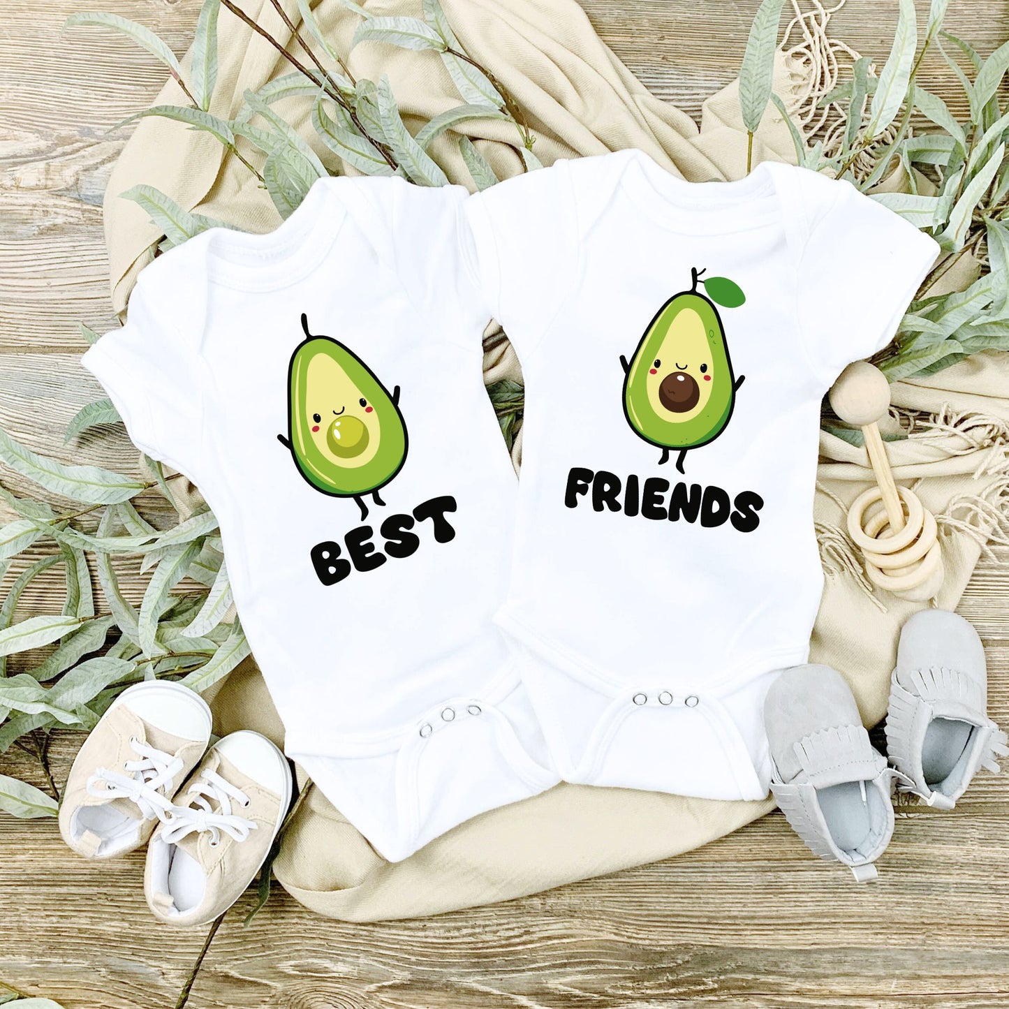 Personalized Avocado Best Friends Twin Onesies