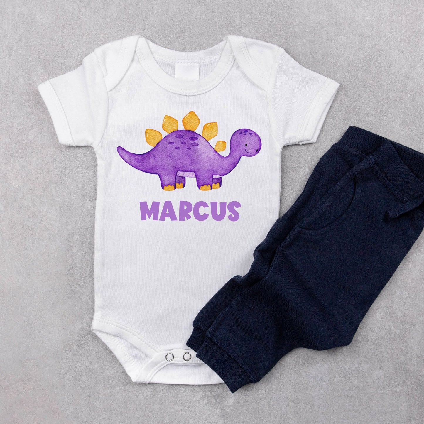 Personalized Name "Dino-Mite Snuggles" Dinosaur Onesie Baby Romper