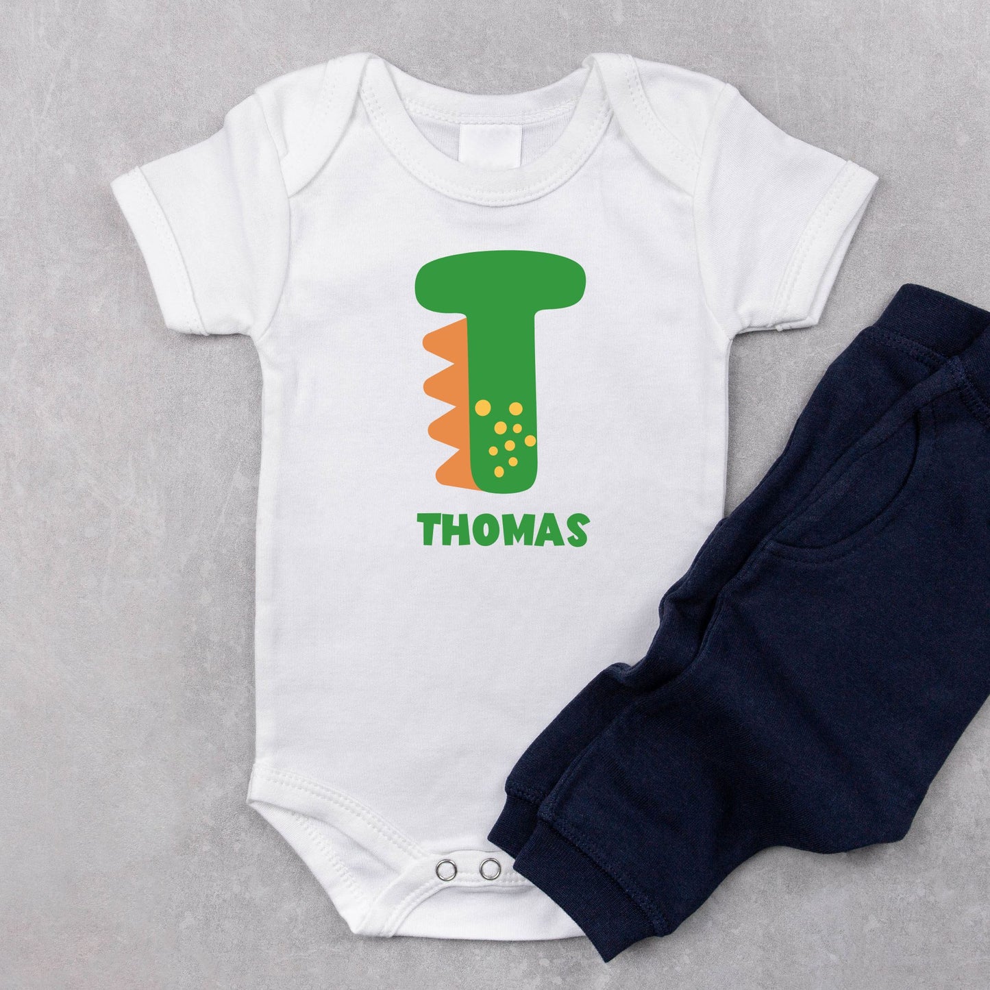Personalized Name "Dino Alphabet Explorer" Baby Romper