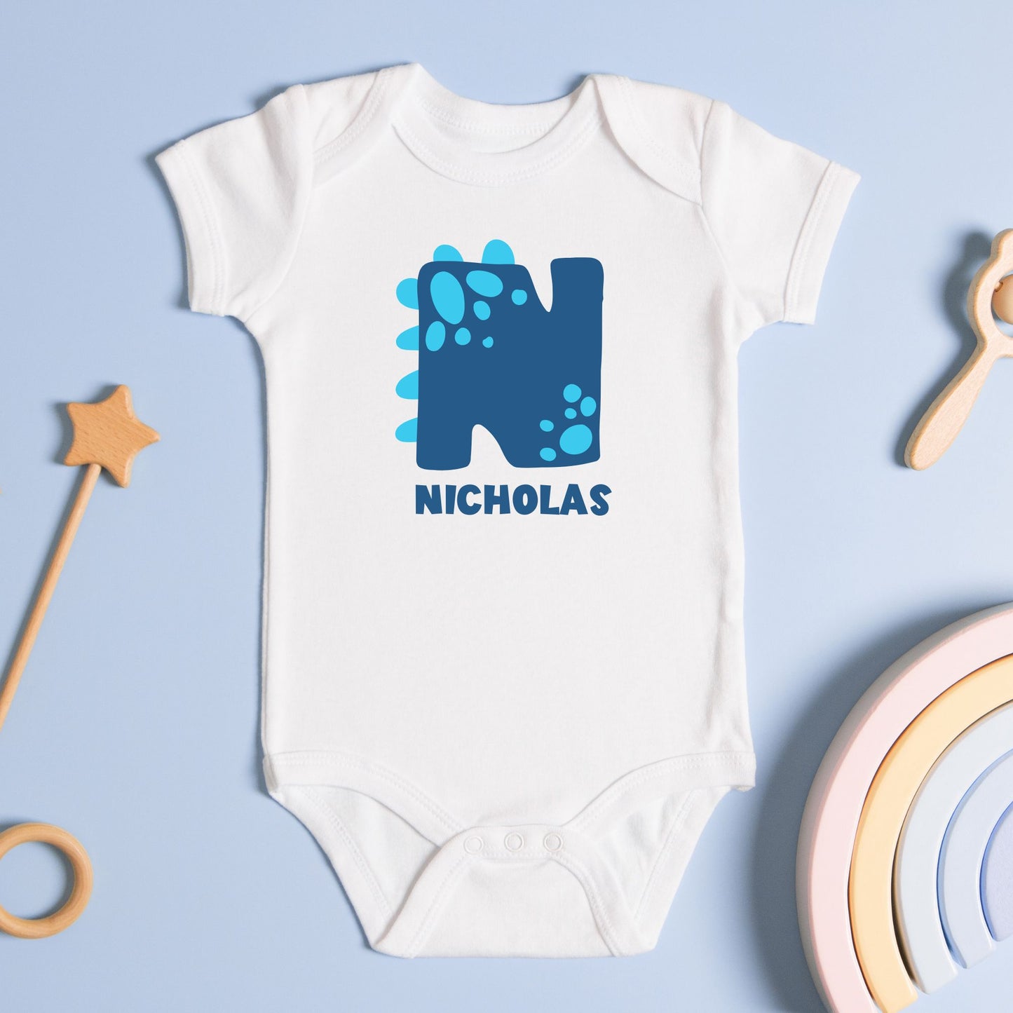 Personalized Name "Dino Alphabet Explorer" Baby Romper