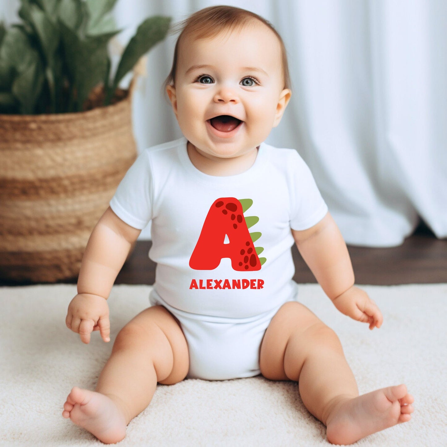 Personalized Name "Dino Alphabet Explorer" Baby Romper