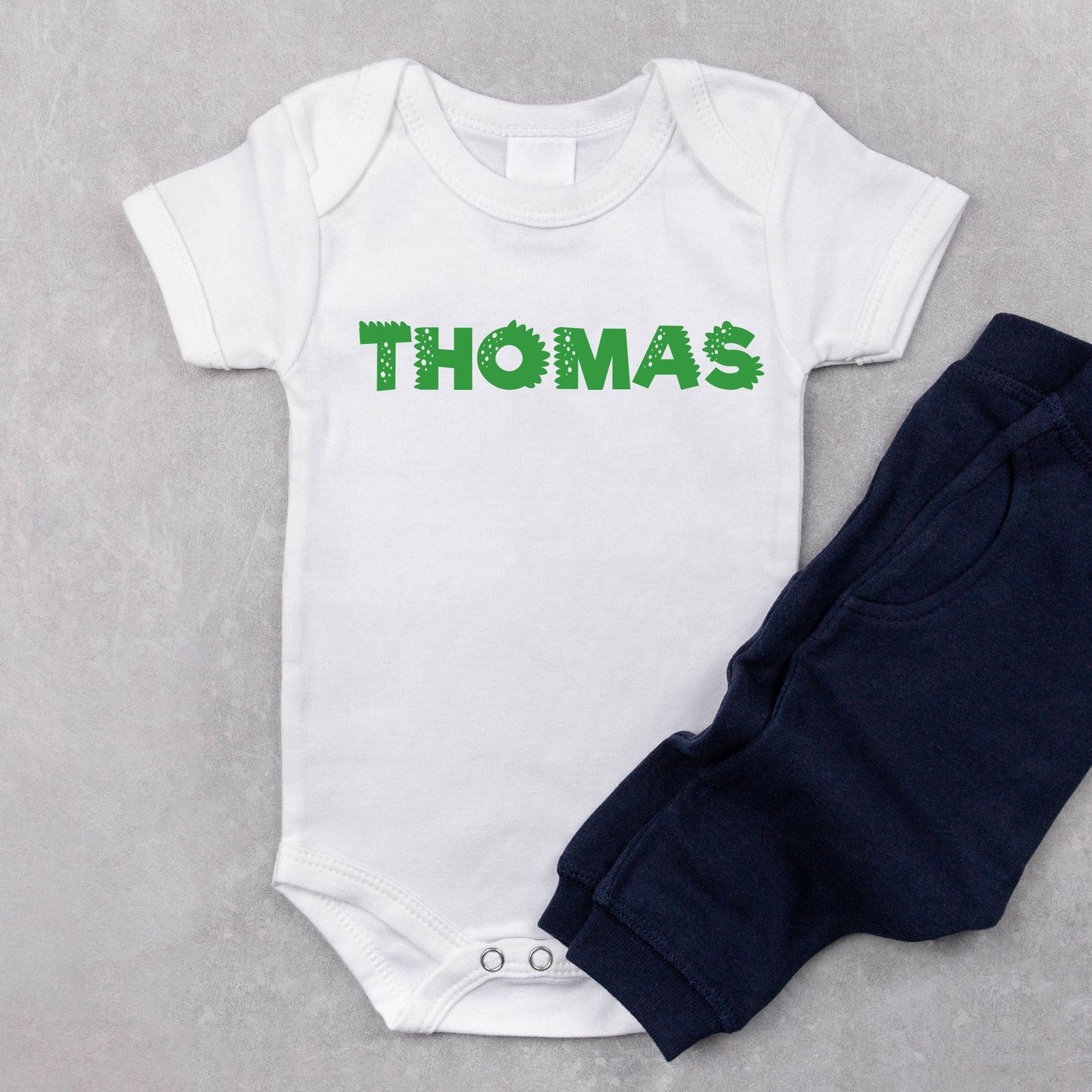 Personalized Name "Dino Letters" Baby Romper