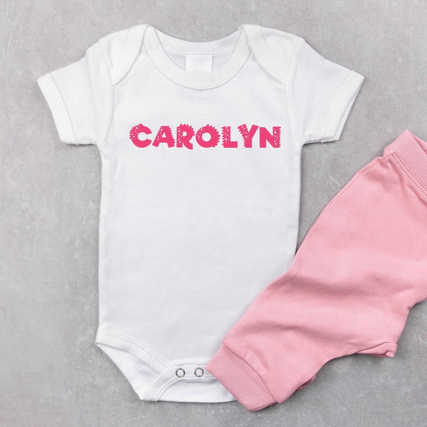 Personalized Name "Dino Letters" Baby Romper