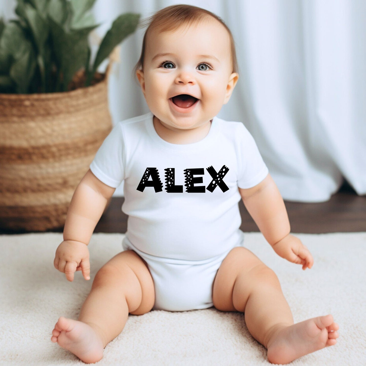 Personalized Name "Dino Letters" Baby Romper