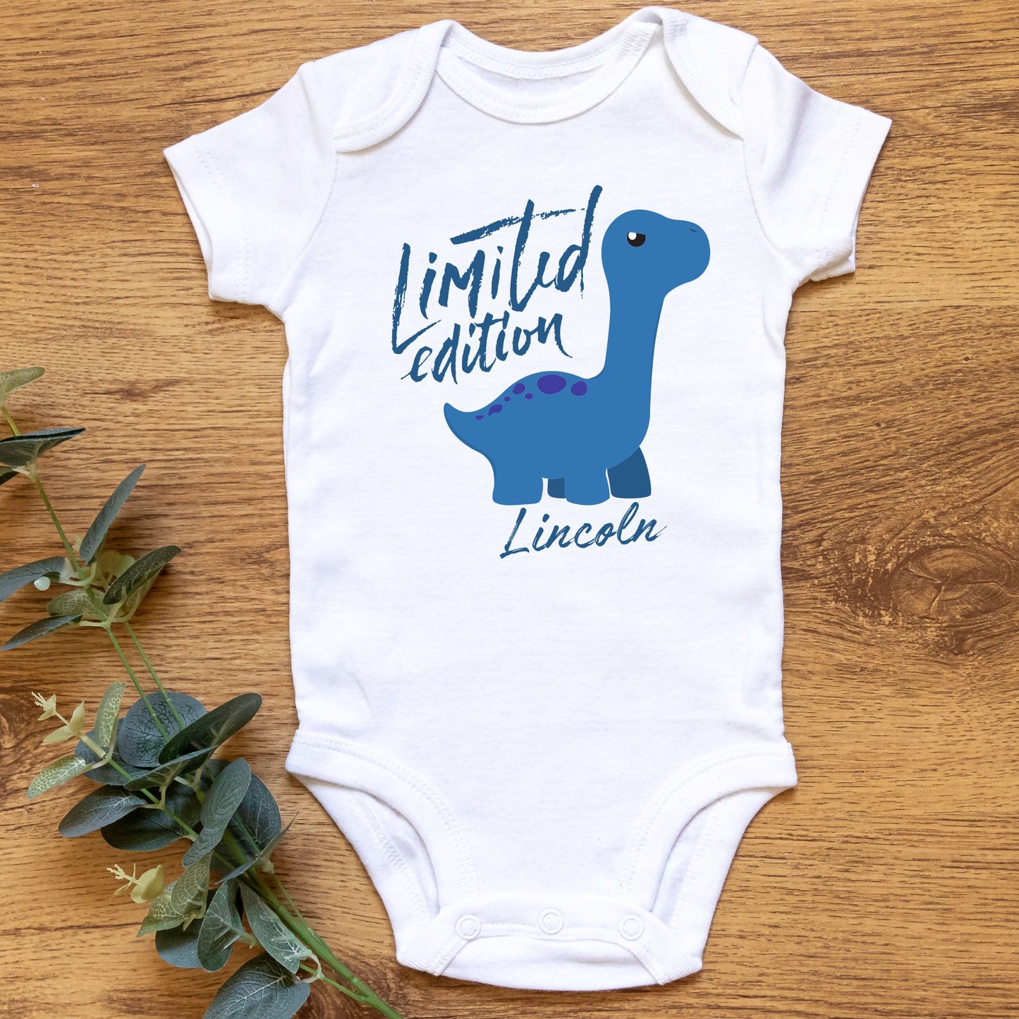 Personalized Name "Limited Edition" Dino Delight Baby Romper