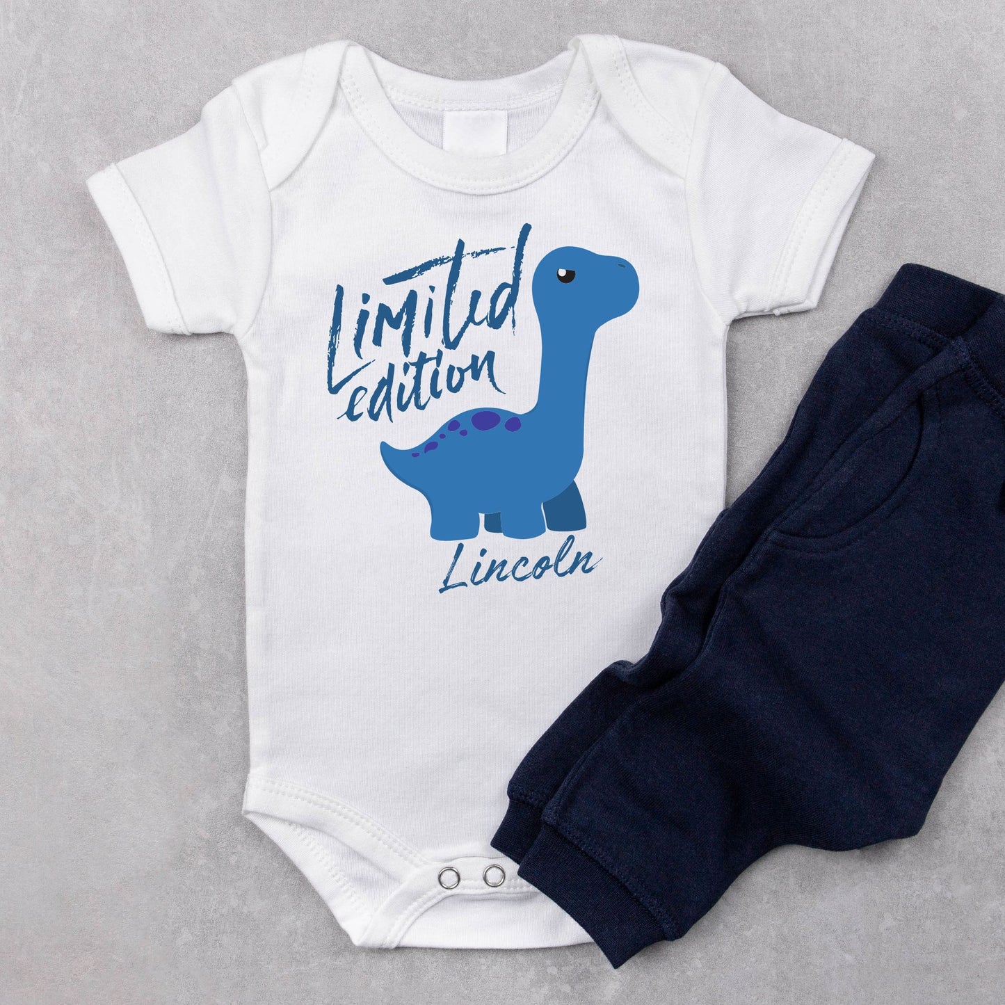Personalized Name "Limited Edition" Dino Delight Baby Romper