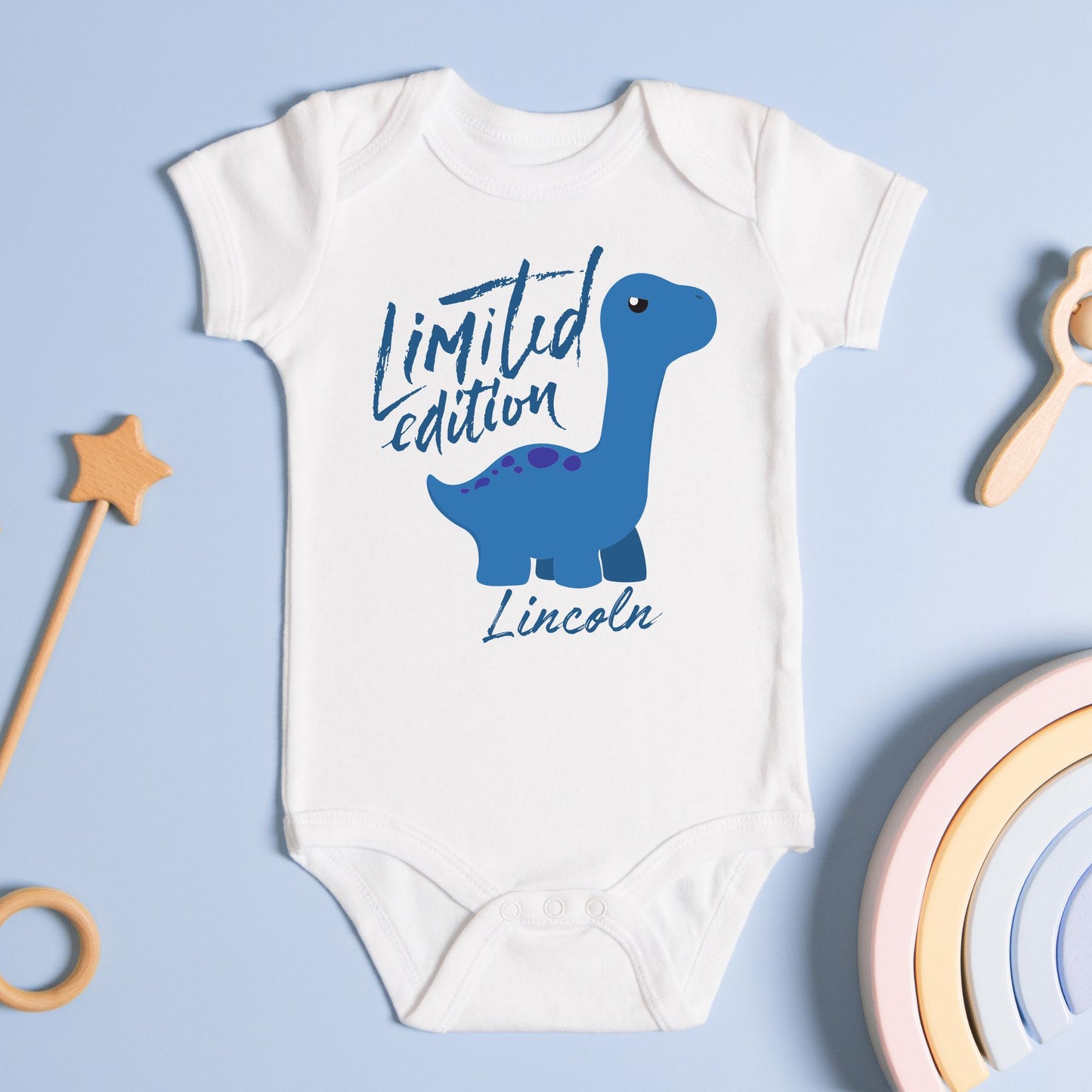 Personalized Name "Limited Edition" Dino Delight Baby Romper