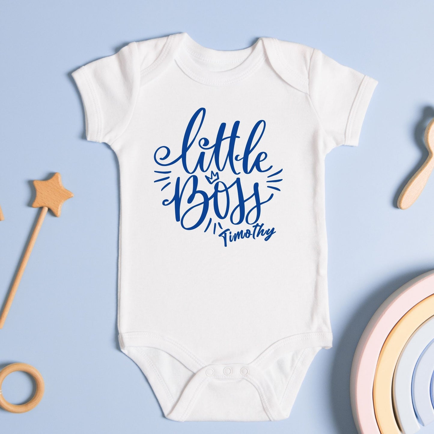 Personalized Name "Little Boss" Baby Romper