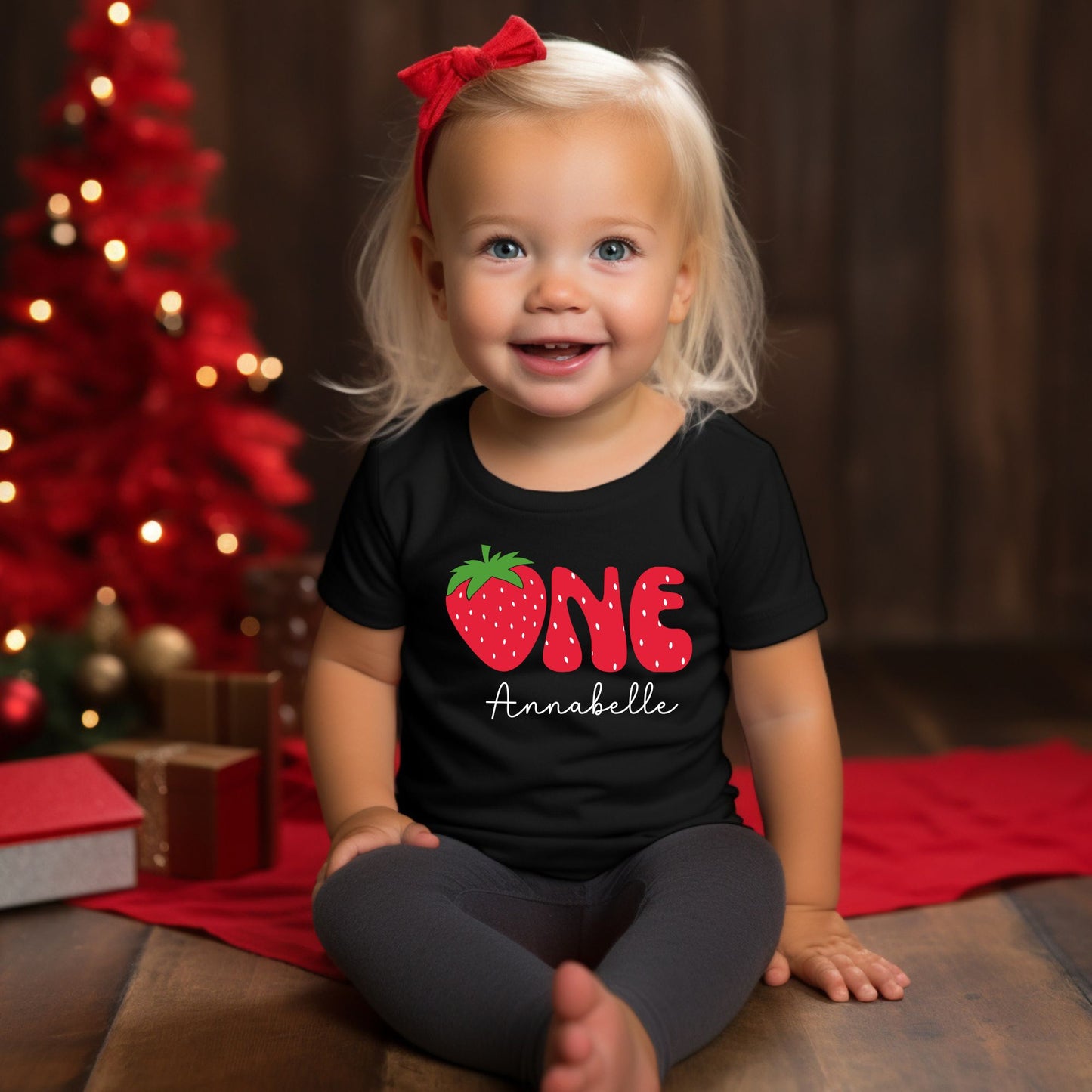 Personalized Strawberry "One" Birthday Baby Romper / Baby Tees