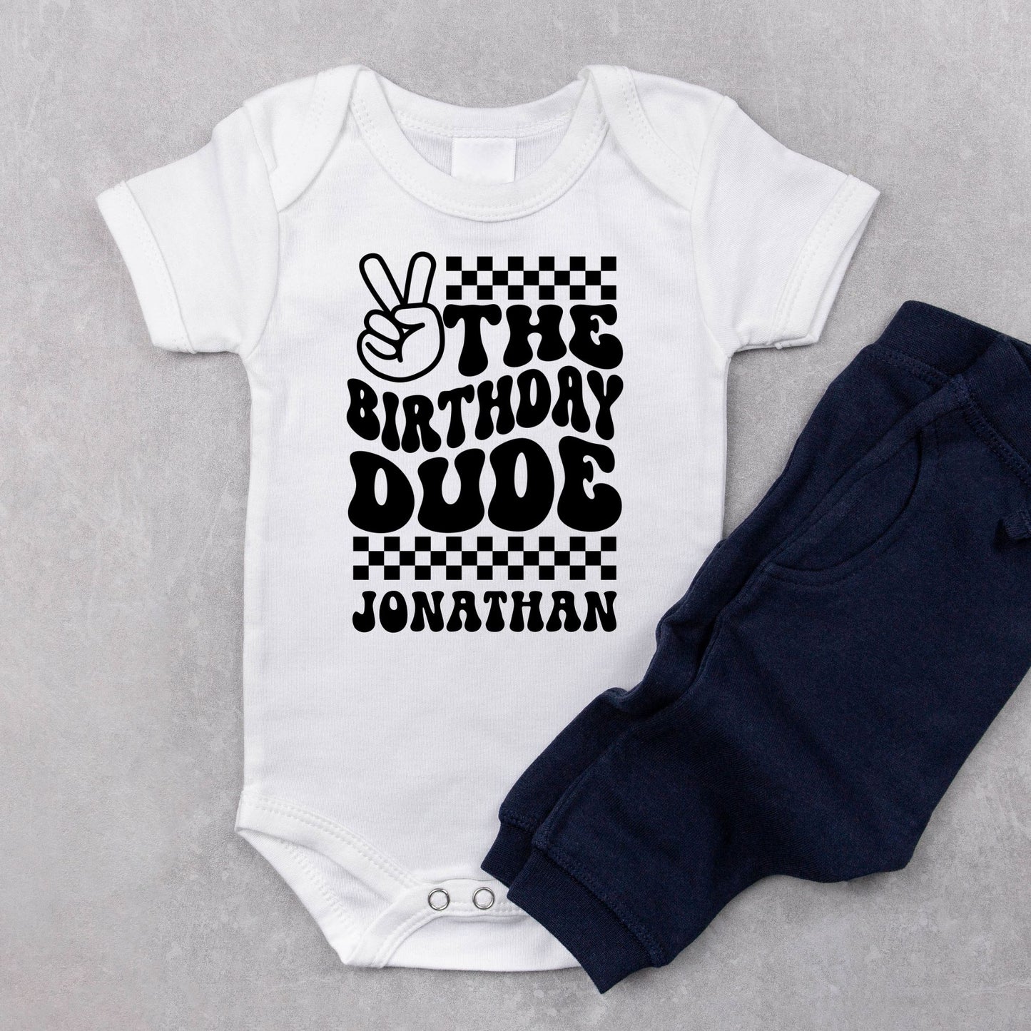 Personalized "The Birthday Dude" Baby Romper / Baby Tees