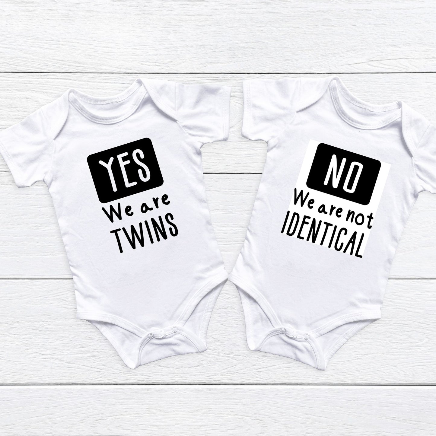 Personalized Twin Talk Baby Onesies – Yes & No Set