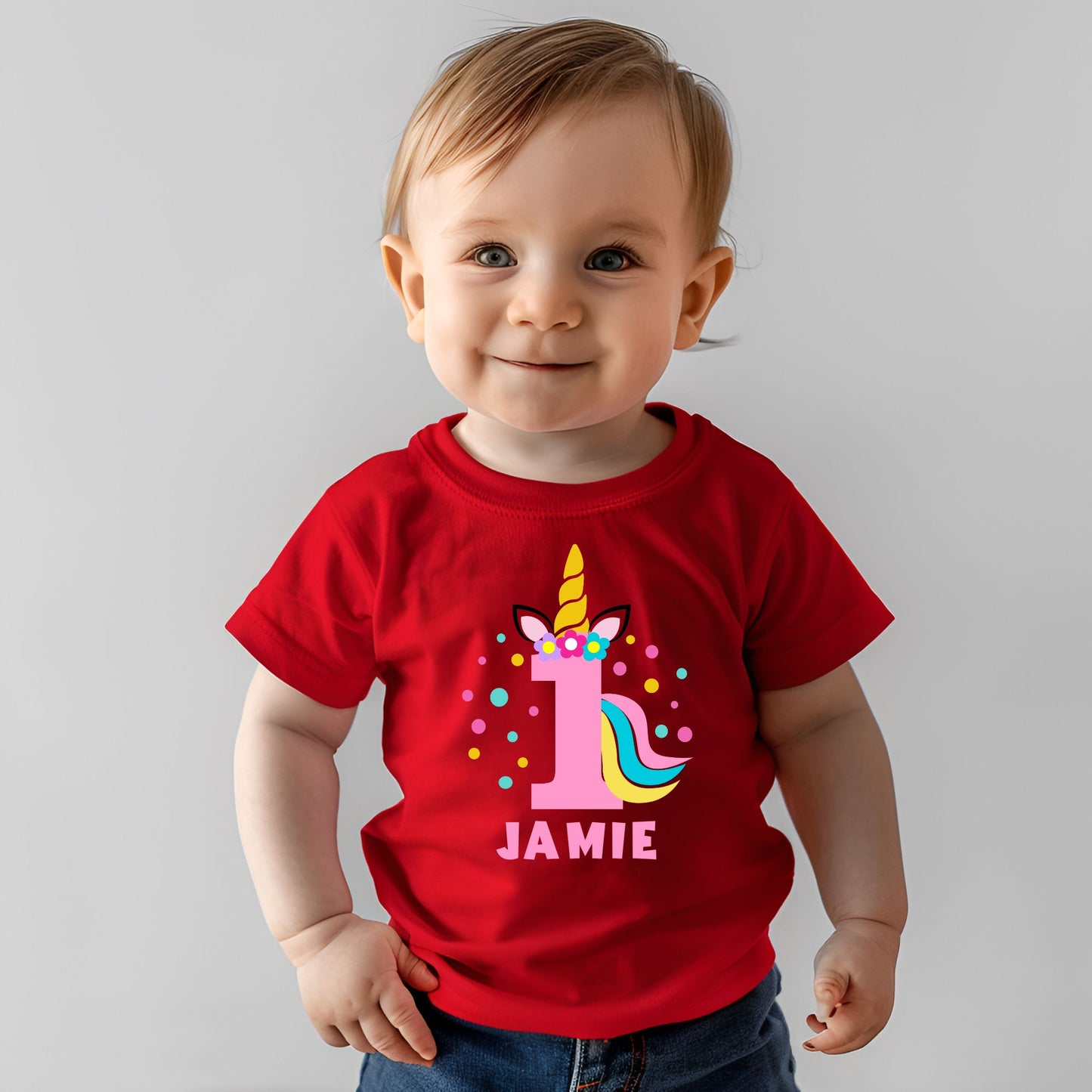 Personalized Unicorn "1" Birthday Romper / T-Shirt
