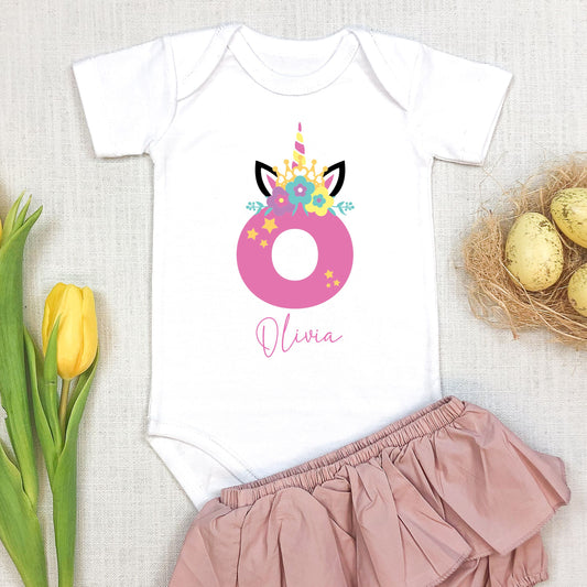 Personalized "Alphabet Charm" Unicorn Onesie Baby Romper