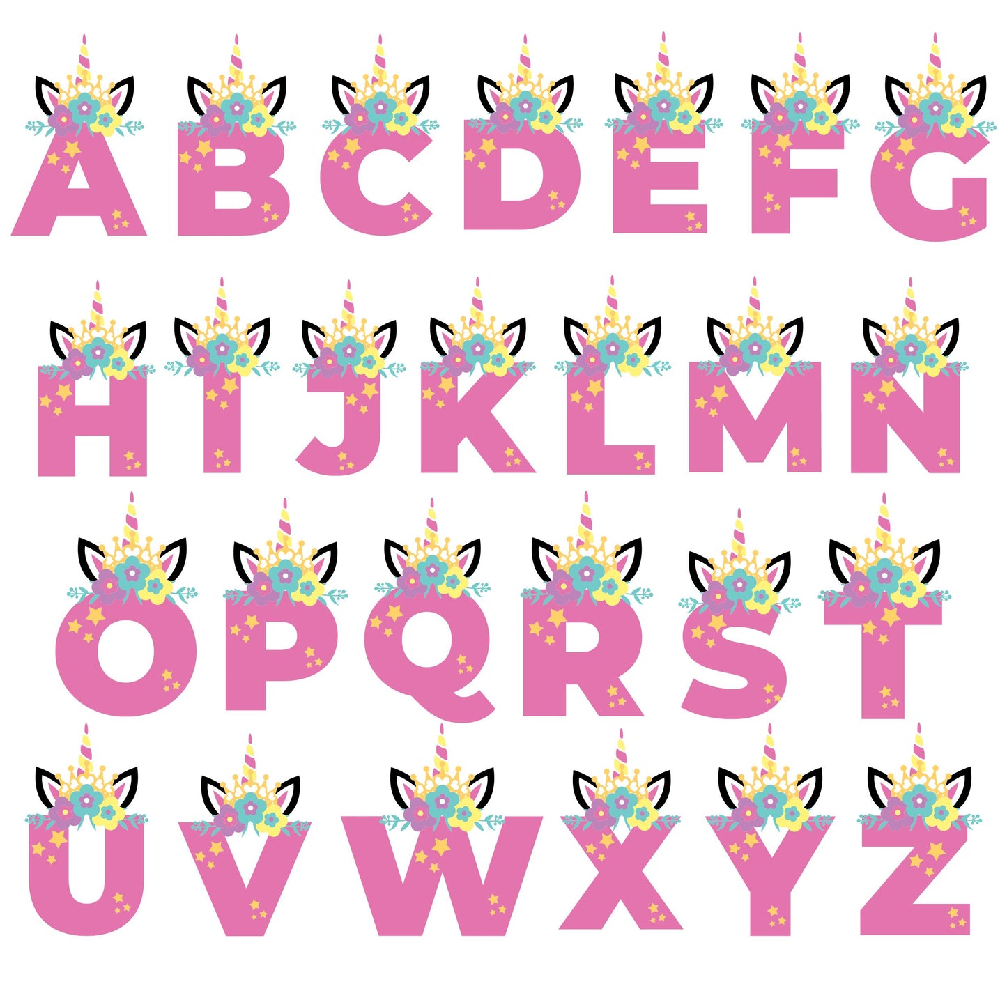 Personalized "Alphabet Charm" Unicorn Onesie Baby Romper