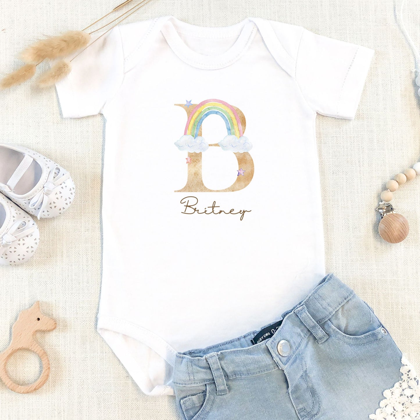 Personalized "Alphabet Delight" Unicorn Onesie Baby Romper