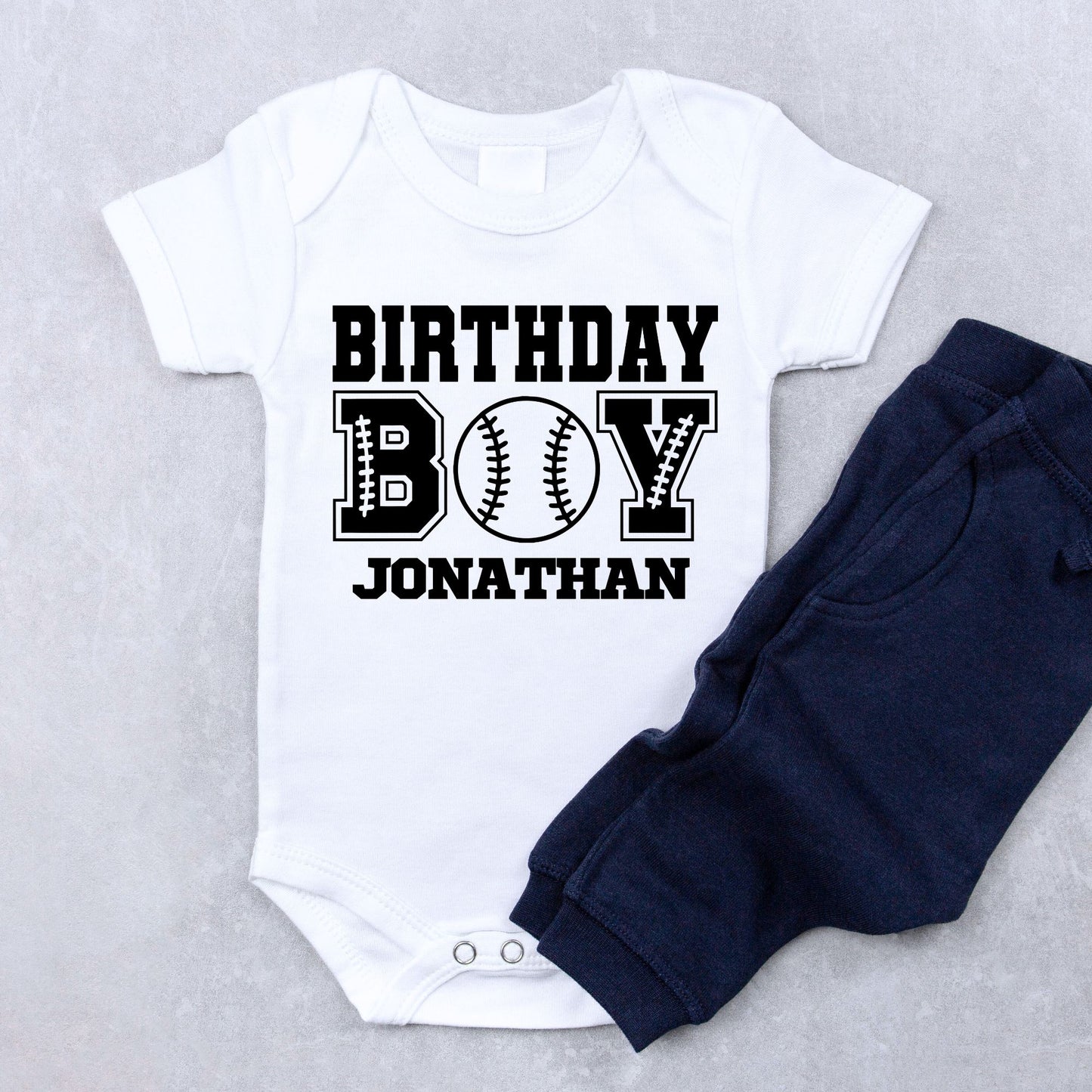 Personalized "Birthday Boy" Baseball Baby Romper / Baby Tees