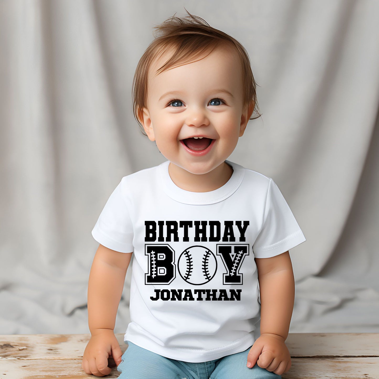 Personalized "Birthday Boy" Baseball Baby Romper / Baby Tees