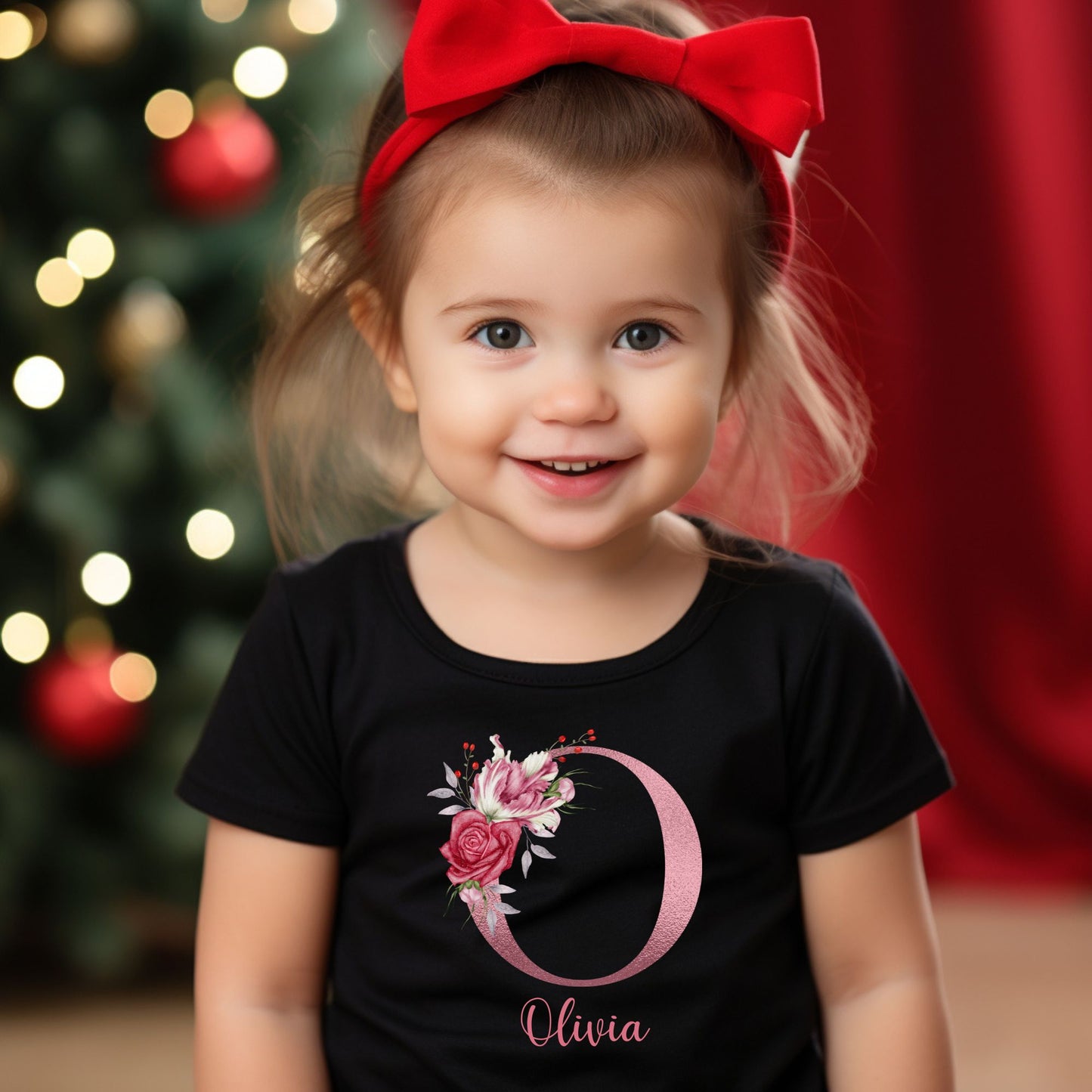 Personalized "Blossom Initial Name" Baby Romper / Baby Tees