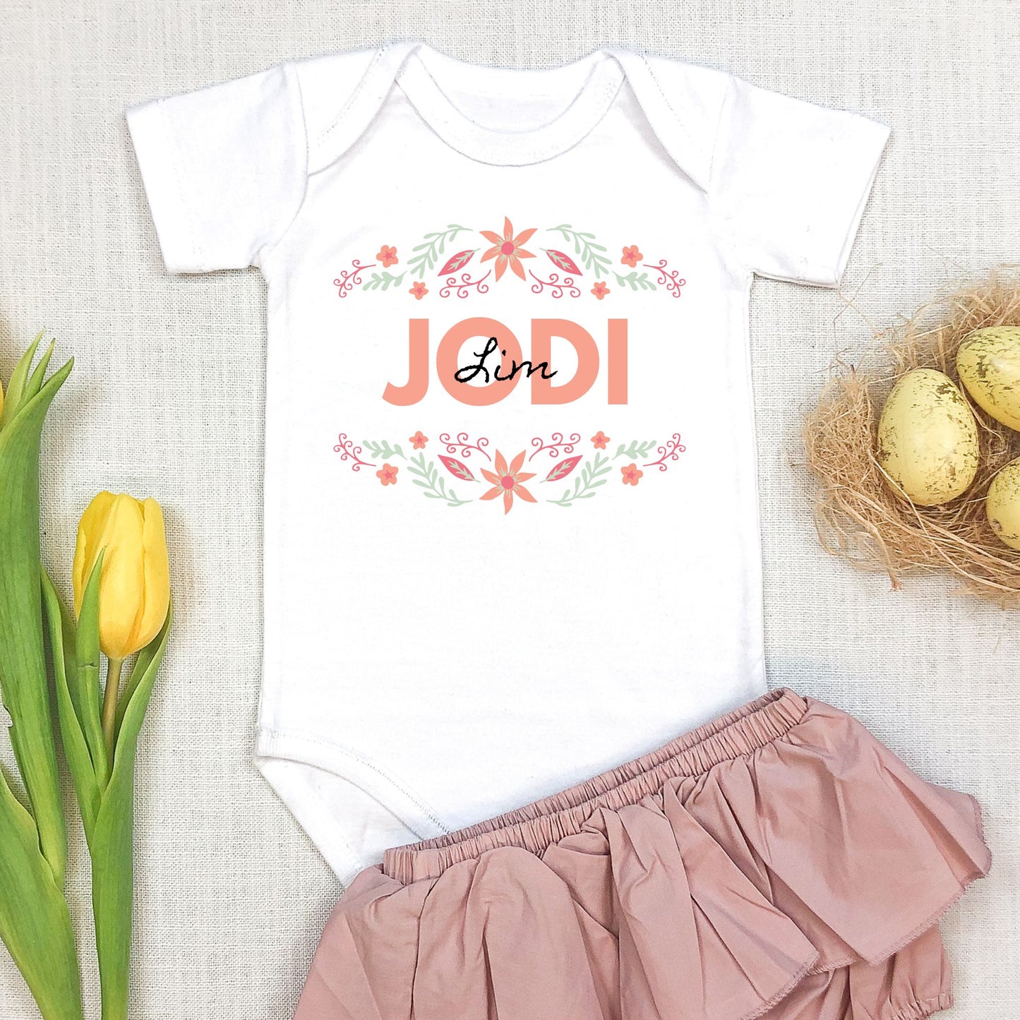 Personalized "Blossom Joy" Baby Romper / Baby Tees