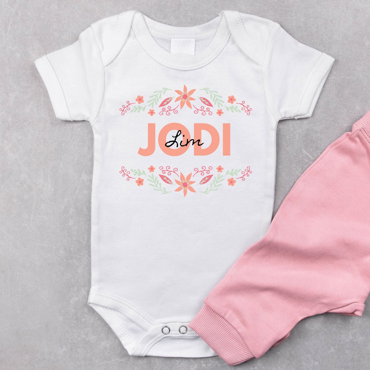 Personalized "Blossom Joy" Baby Romper / Baby Tees