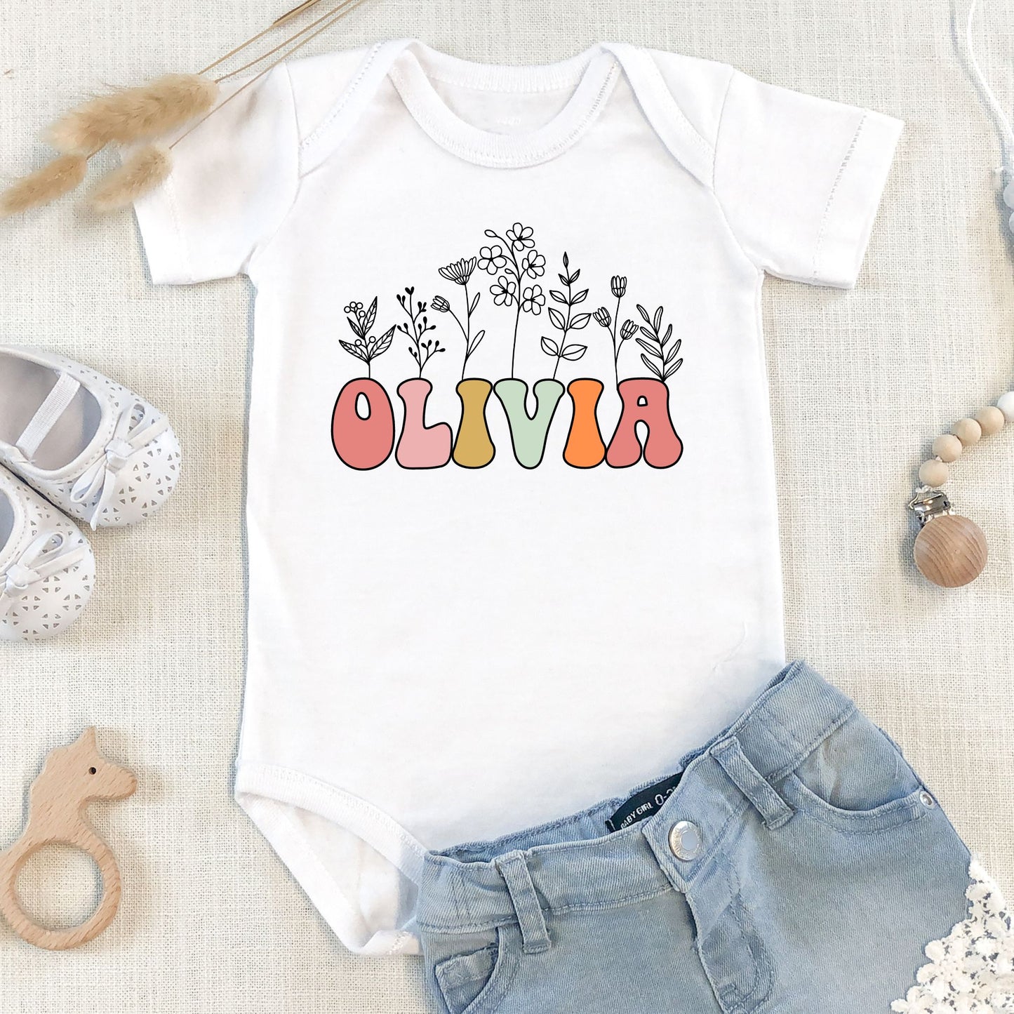 Personalized "Blossoming Beauty" Baby Romper