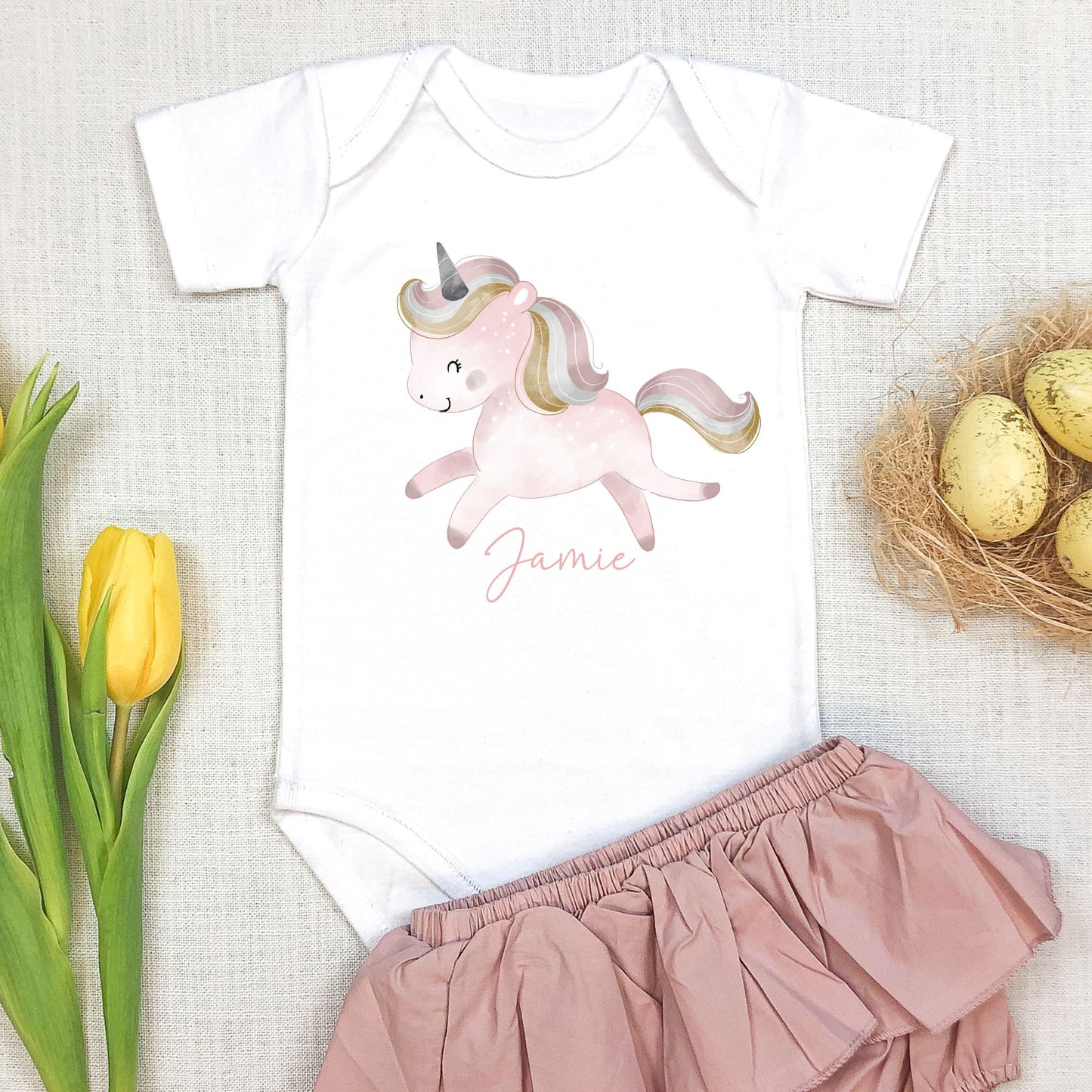 Personalized "Dreamland Unicorn" Onesie Baby Romper