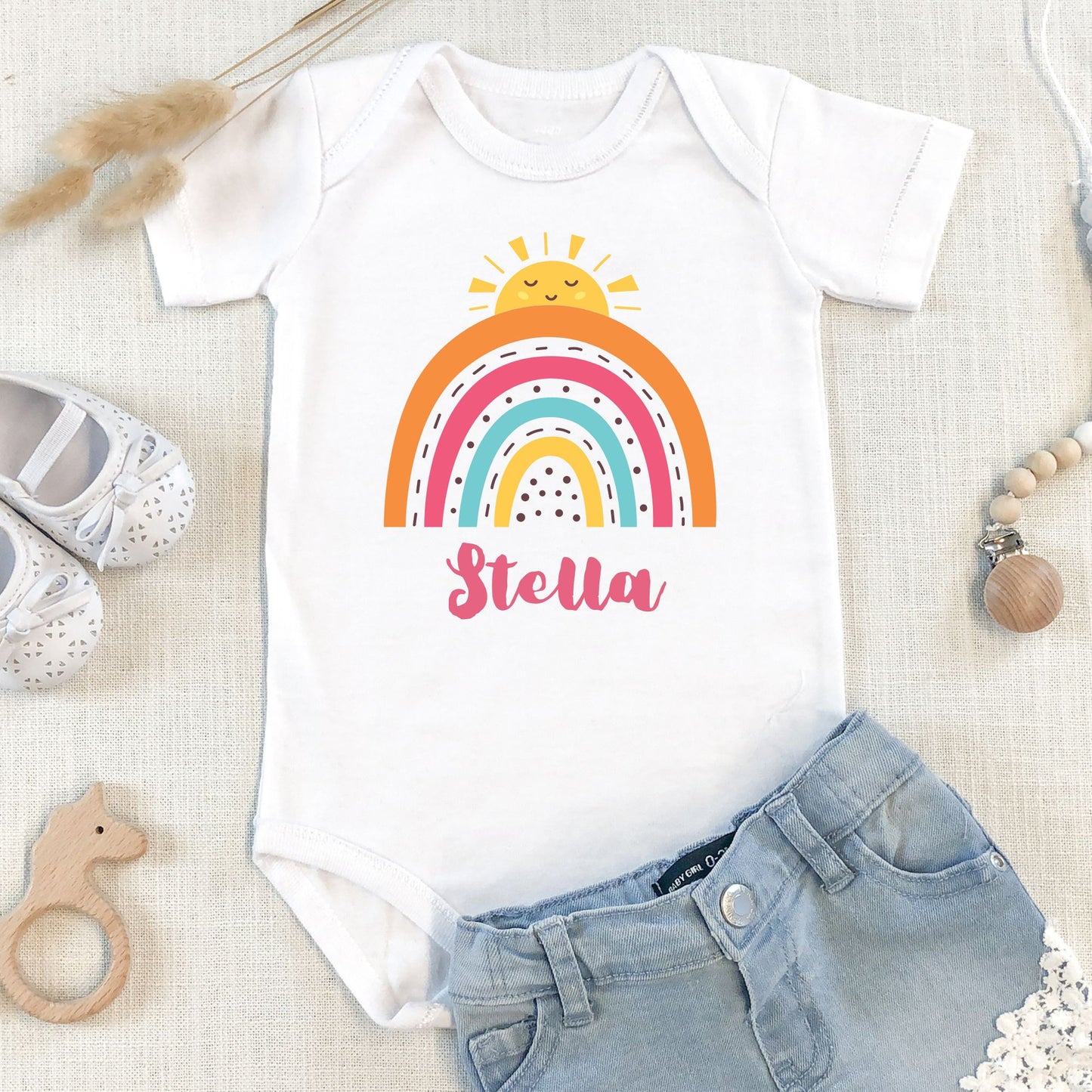 Personalized "Dreamy Rainbow" Baby Romper