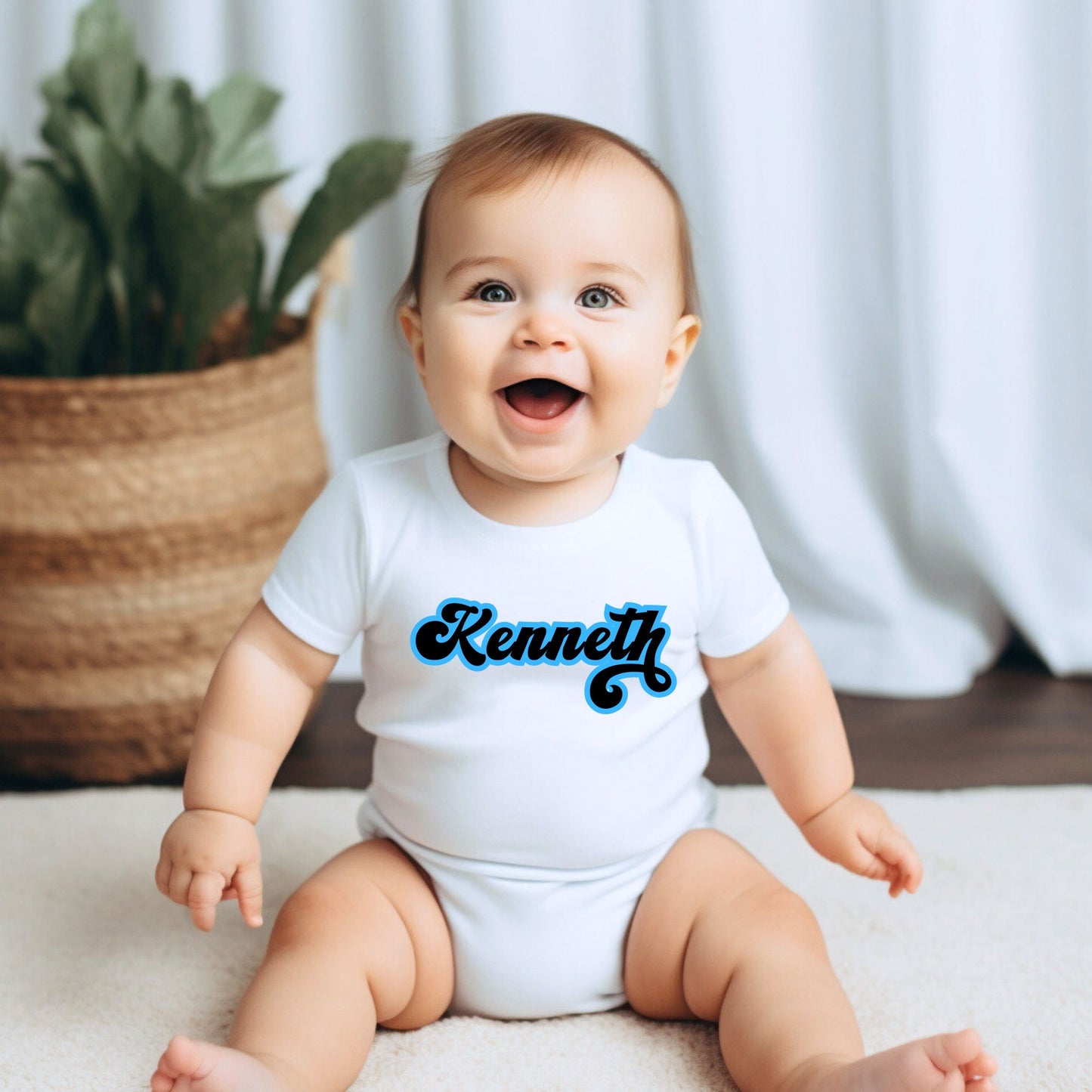 Retro Personalized Name Baby Romper / Baby Tees