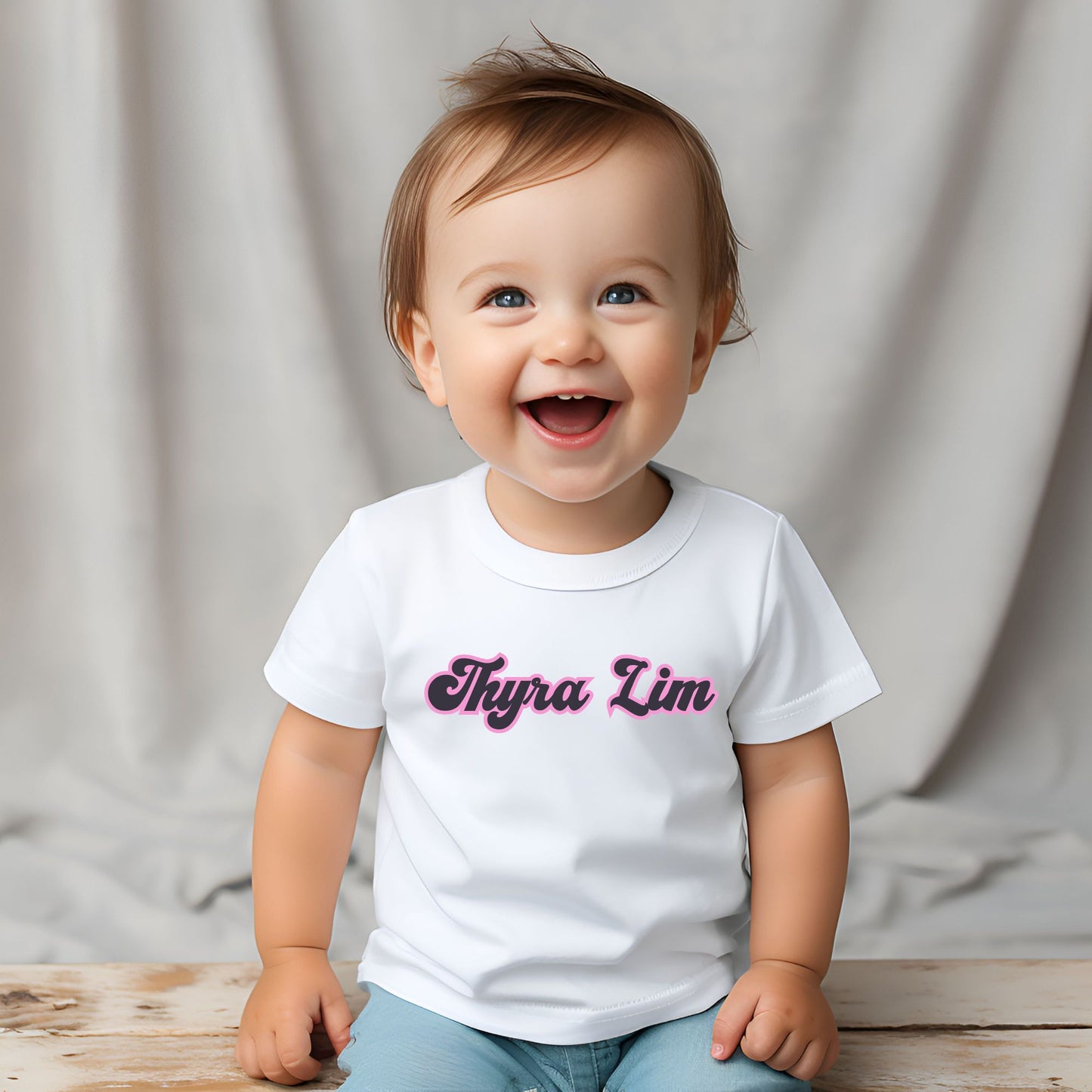 Retro Personalized Name Baby Romper / Baby Tees