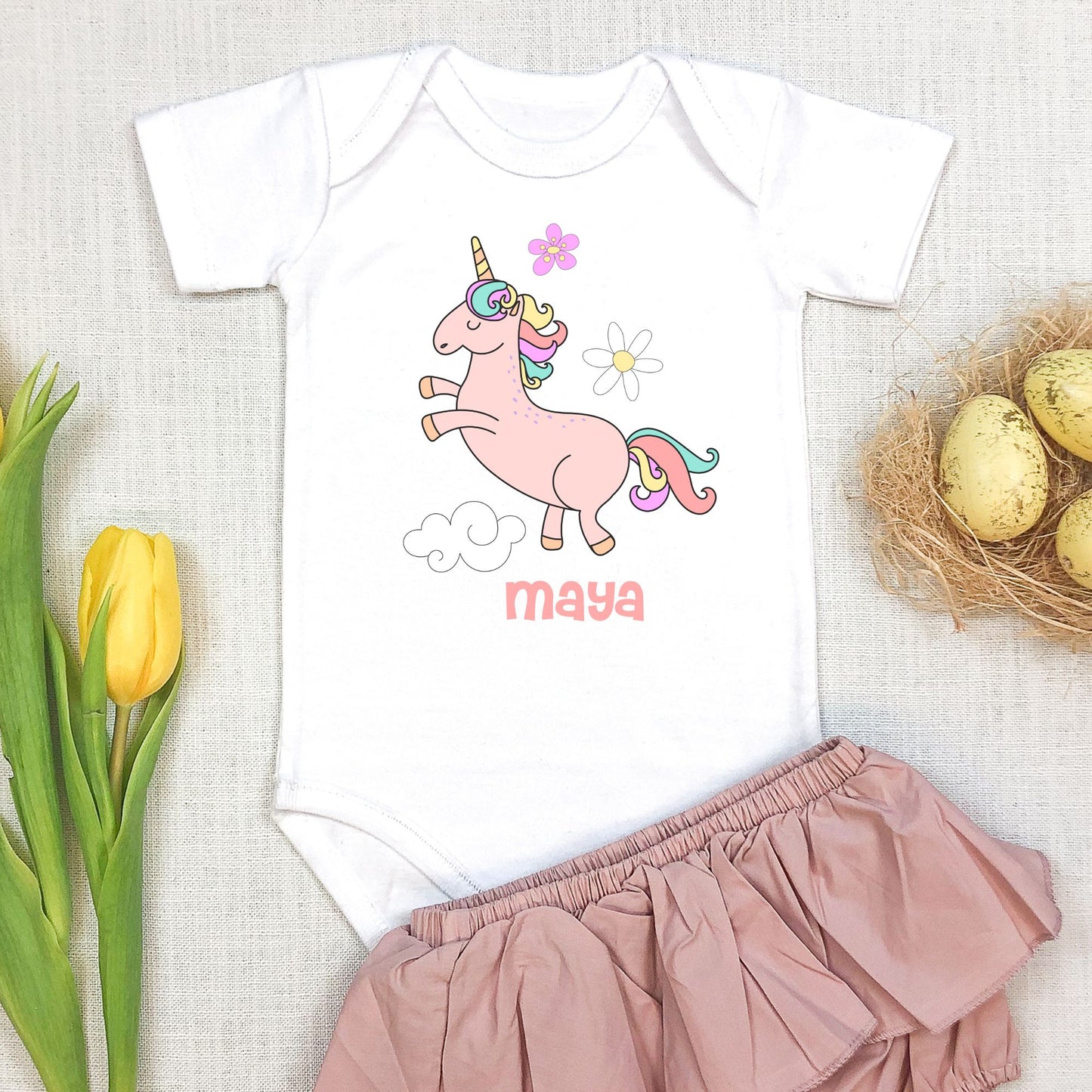 Personalized "Fairy-Tale" Unicorn Baby Romper
