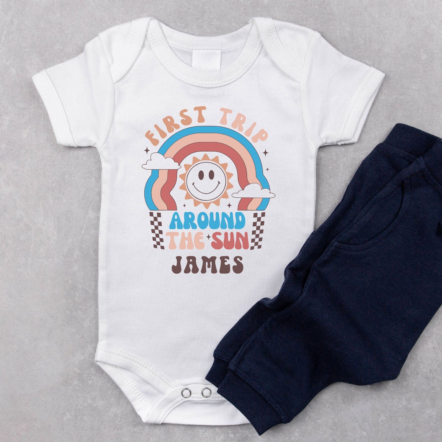 Personalized "First Trip Around The Sun" (B) - Baby Romper