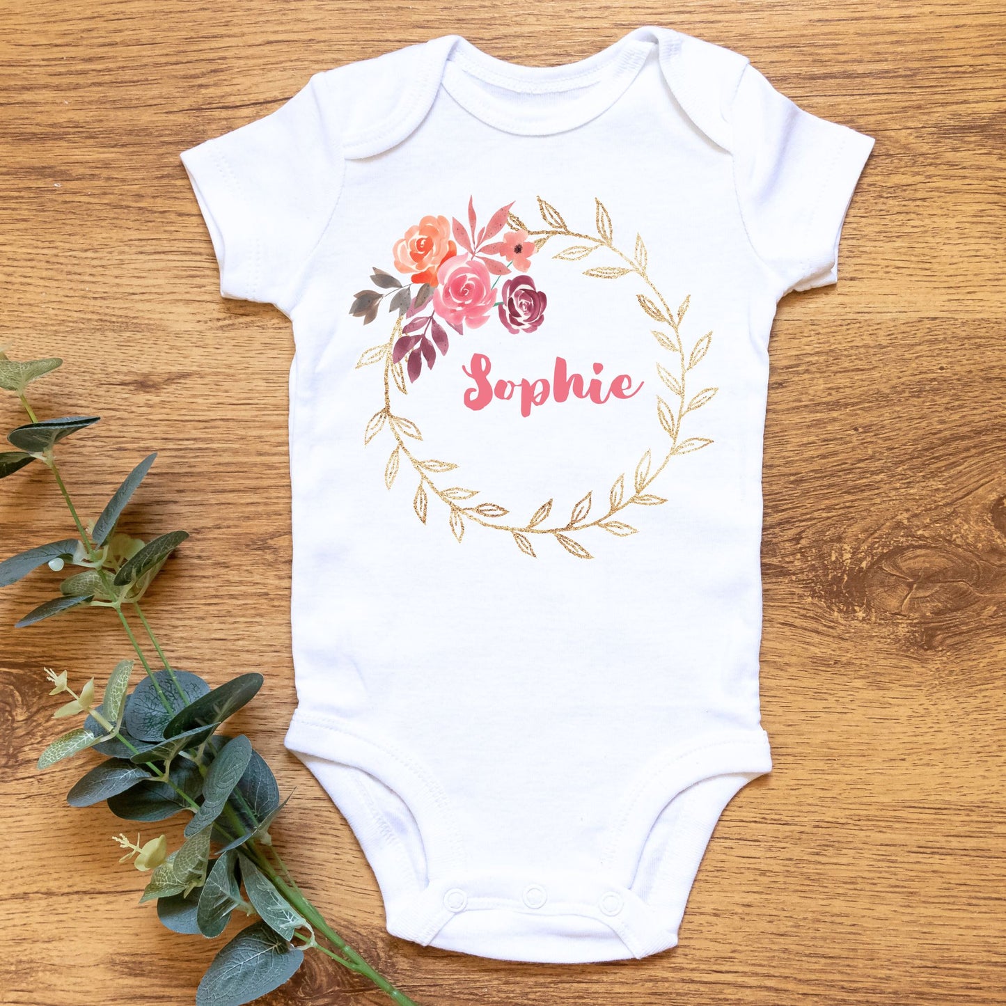 Personalized "Floral Delight" Baby Romper / Baby Tees
