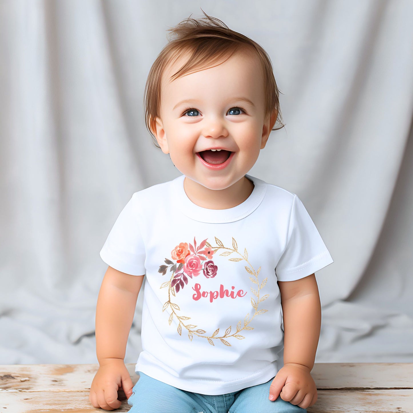 Personalized "Floral Delight" Baby Romper / Baby Tees