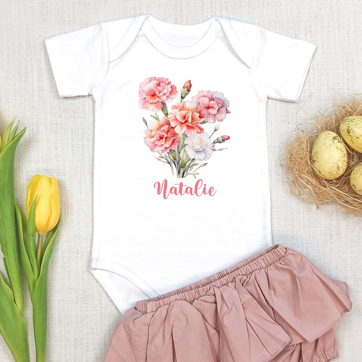 Personalized "Floral Elegance" Baby Romper / Baby Tees