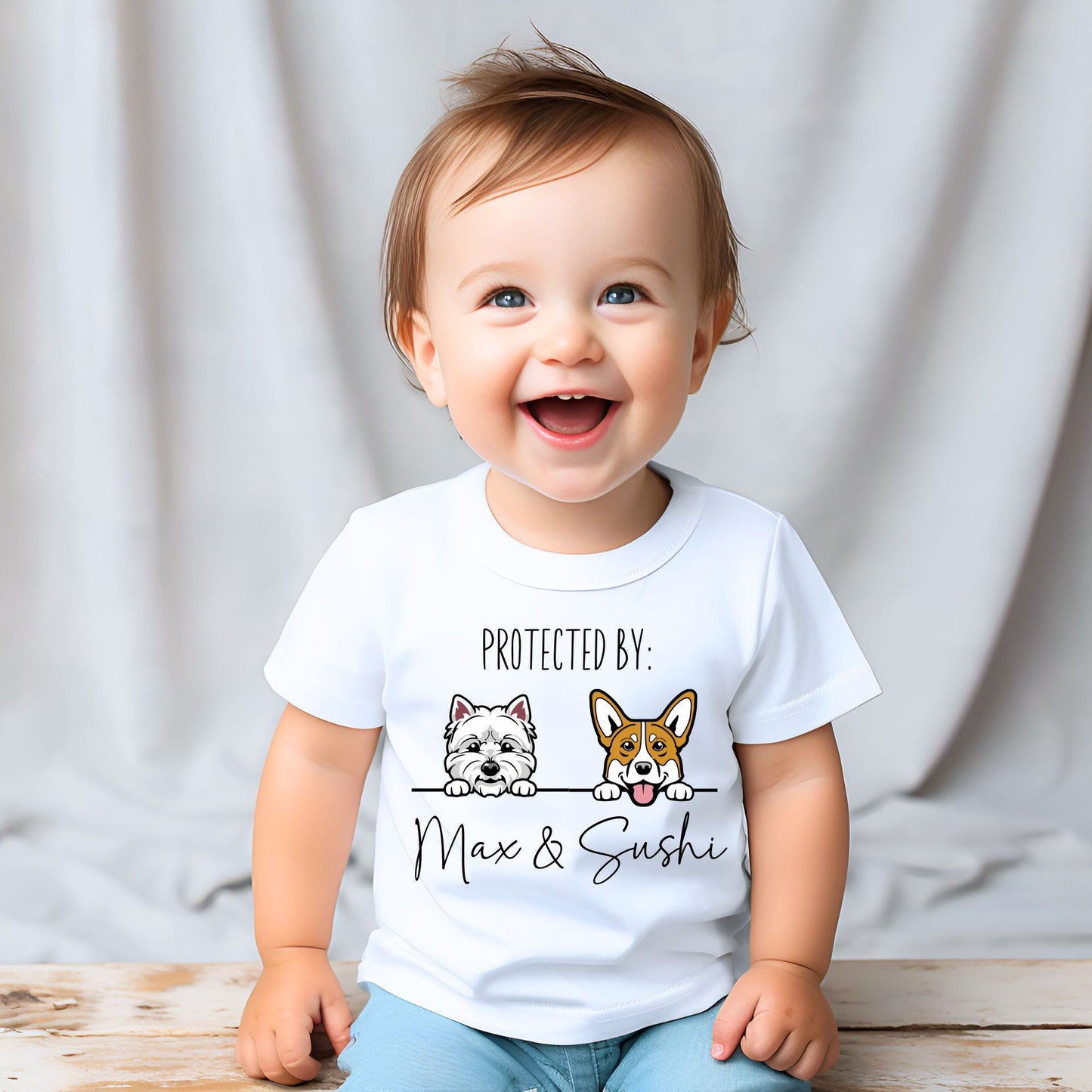 Personalized "Furry Friends Protection" Baby Romper / Baby Tees